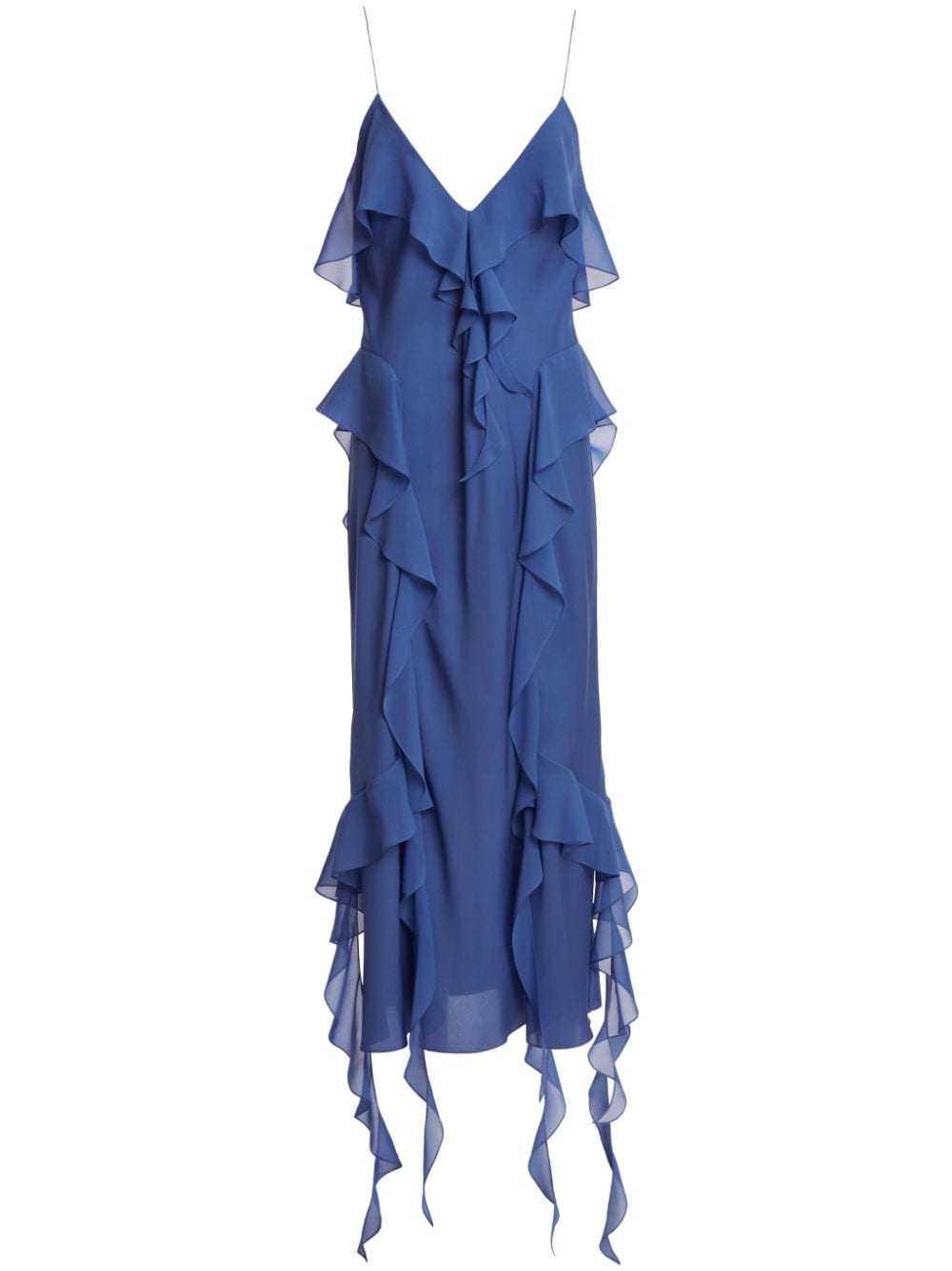 KHAITE The Pim ruffle-trim silk midi dress - Blue von KHAITE