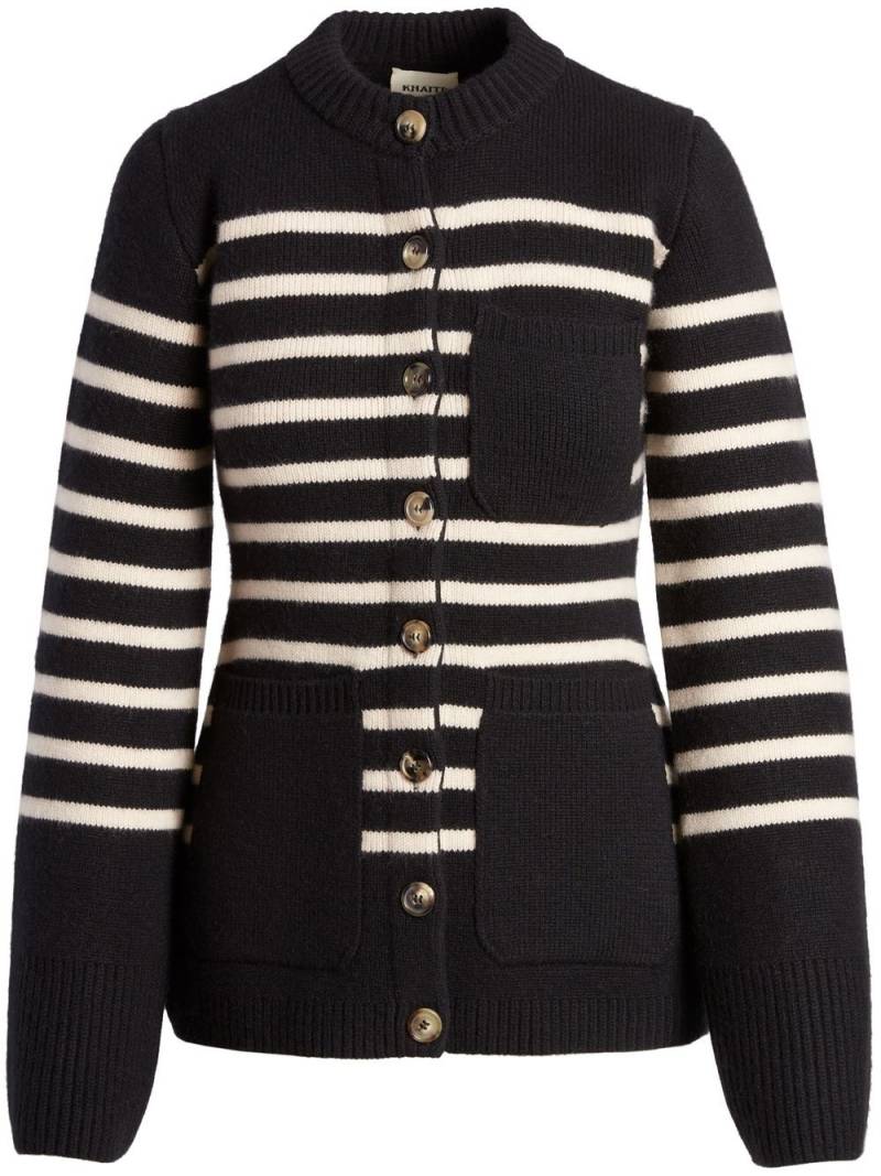 KHAITE The Suzette striped cardigan - Black von KHAITE