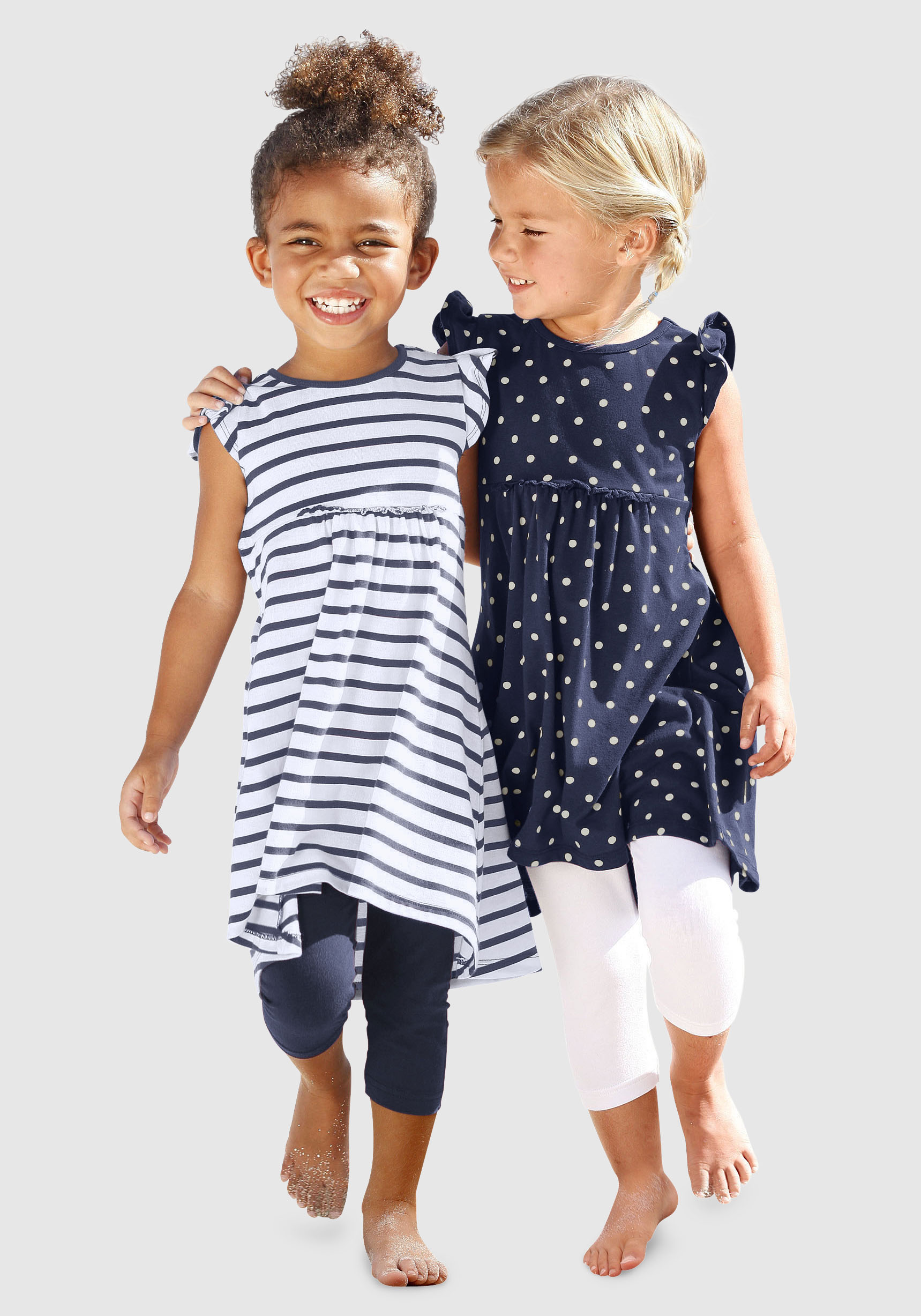KIDSWORLD Jerseykleid »für kleine Mädchen«, (Packung, 2 tlg.), mit Streifen und Punkten von KIDSWORLD