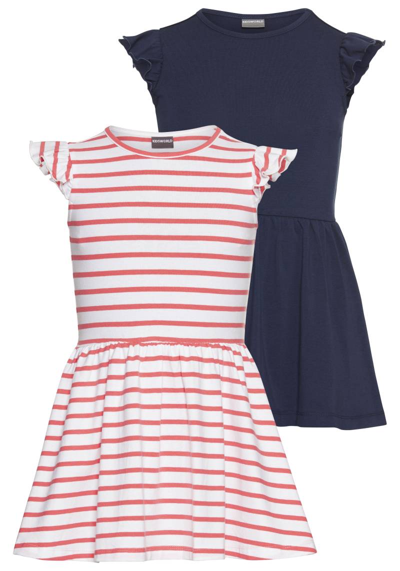 KIDSWORLD Jerseykleid »2er Pack Shirtkleider«, (Packung, 2 tlg.), 1x uni und 1 x geringelt von KIDSWORLD