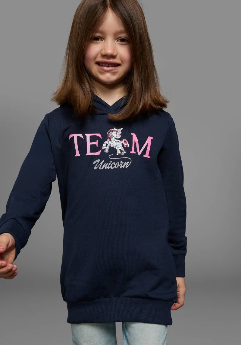 KIDSWORLD Kapuzensweatshirt », Longsweashirt mit Pailletten«, Langarm, Basic-Passform, mit modischem Druck, mit Kapuze von KIDSWORLD