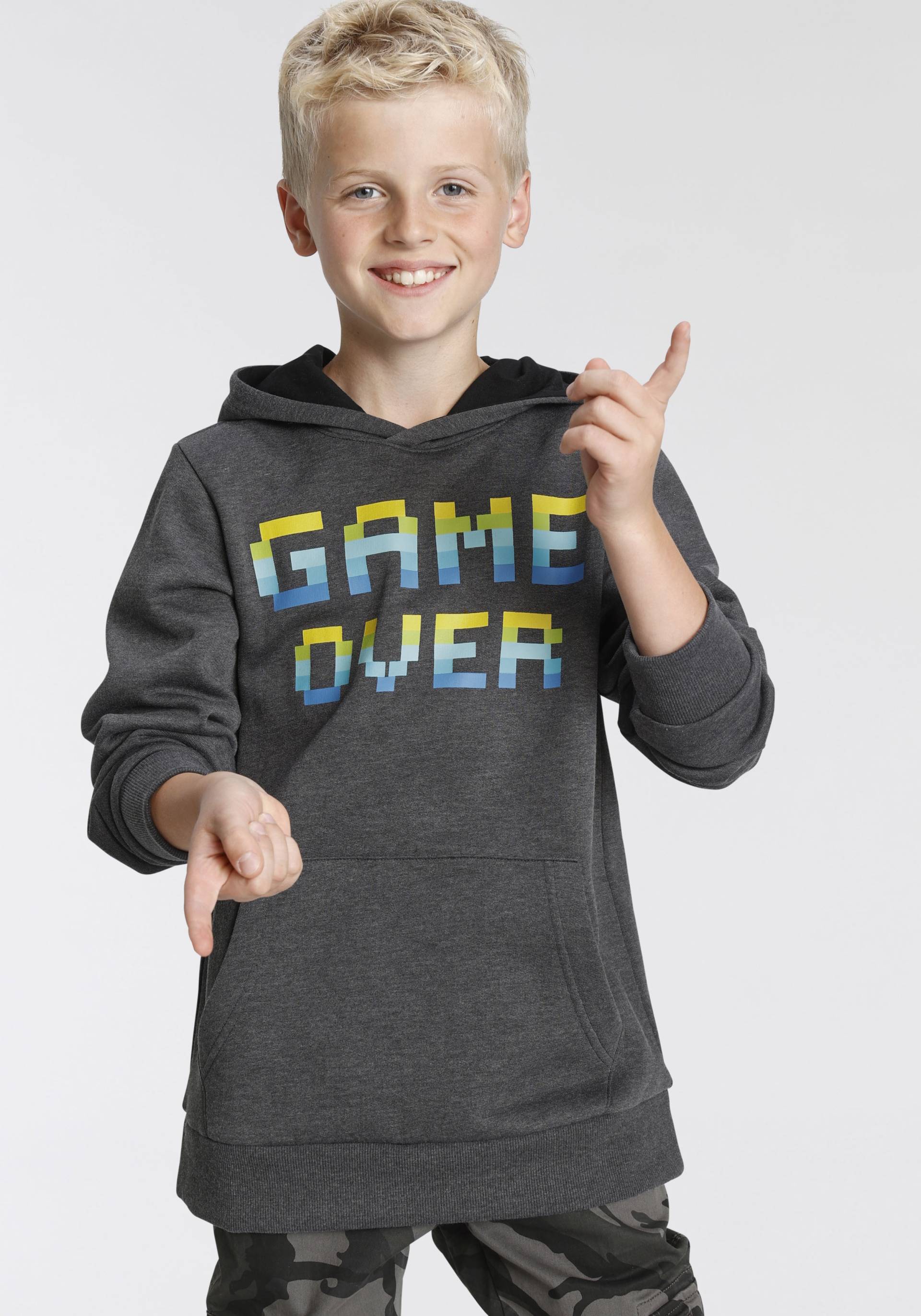 KIDSWORLD Kapuzensweatshirt »GAME OVER«, in melierter Qualität, Spruch von KIDSWORLD