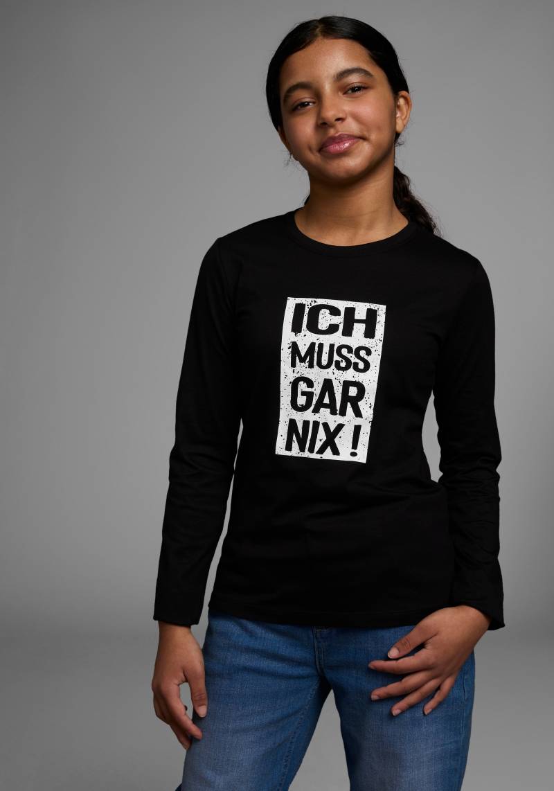 KIDSWORLD Langarmshirt »Ich muss gar nix!«, Langarm, Basic-Passform, bedruckt, Rundhalsausschnitt von KIDSWORLD