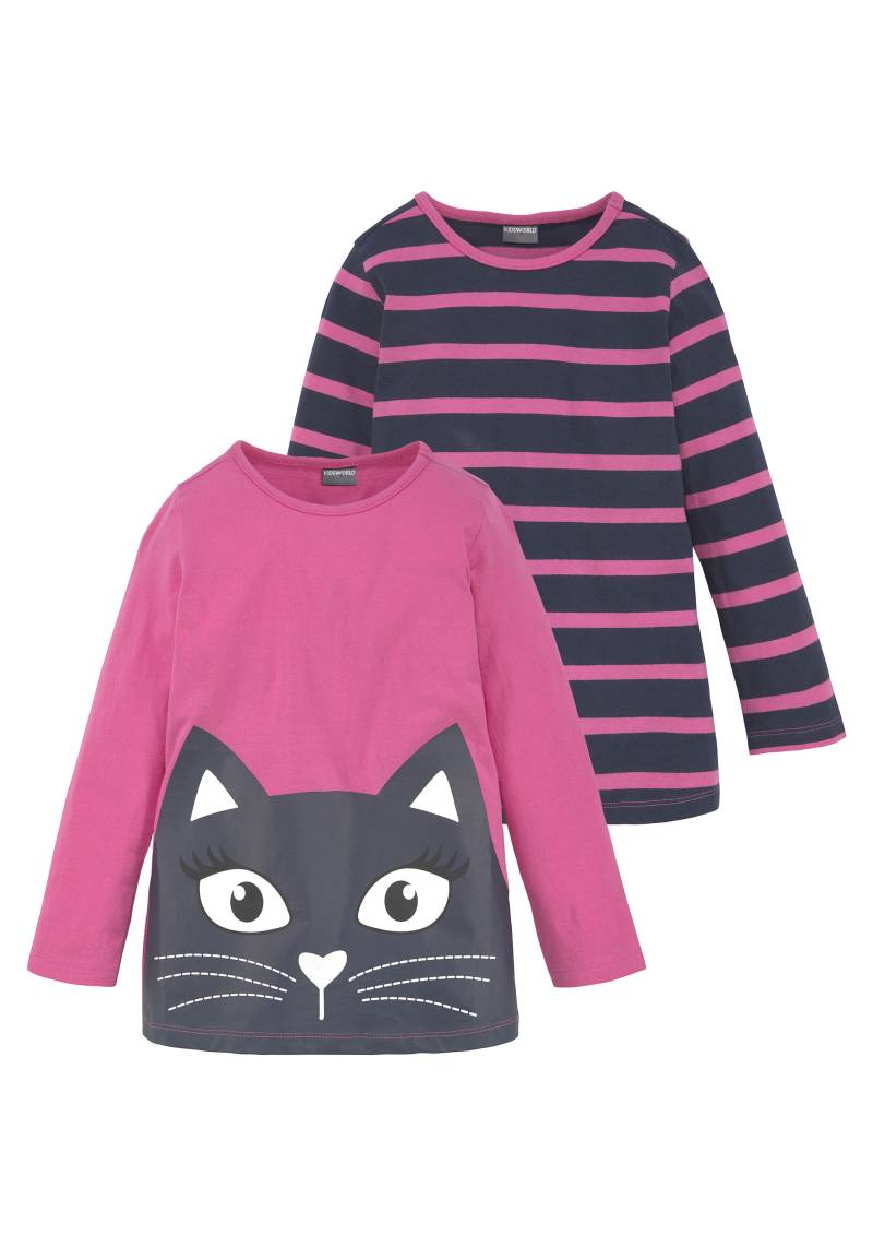 KIDSWORLD Langarmshirt »für kleine Mädchen«, (2 tlg., 2er-Pack), Langarm, lässige Passform von KIDSWORLD