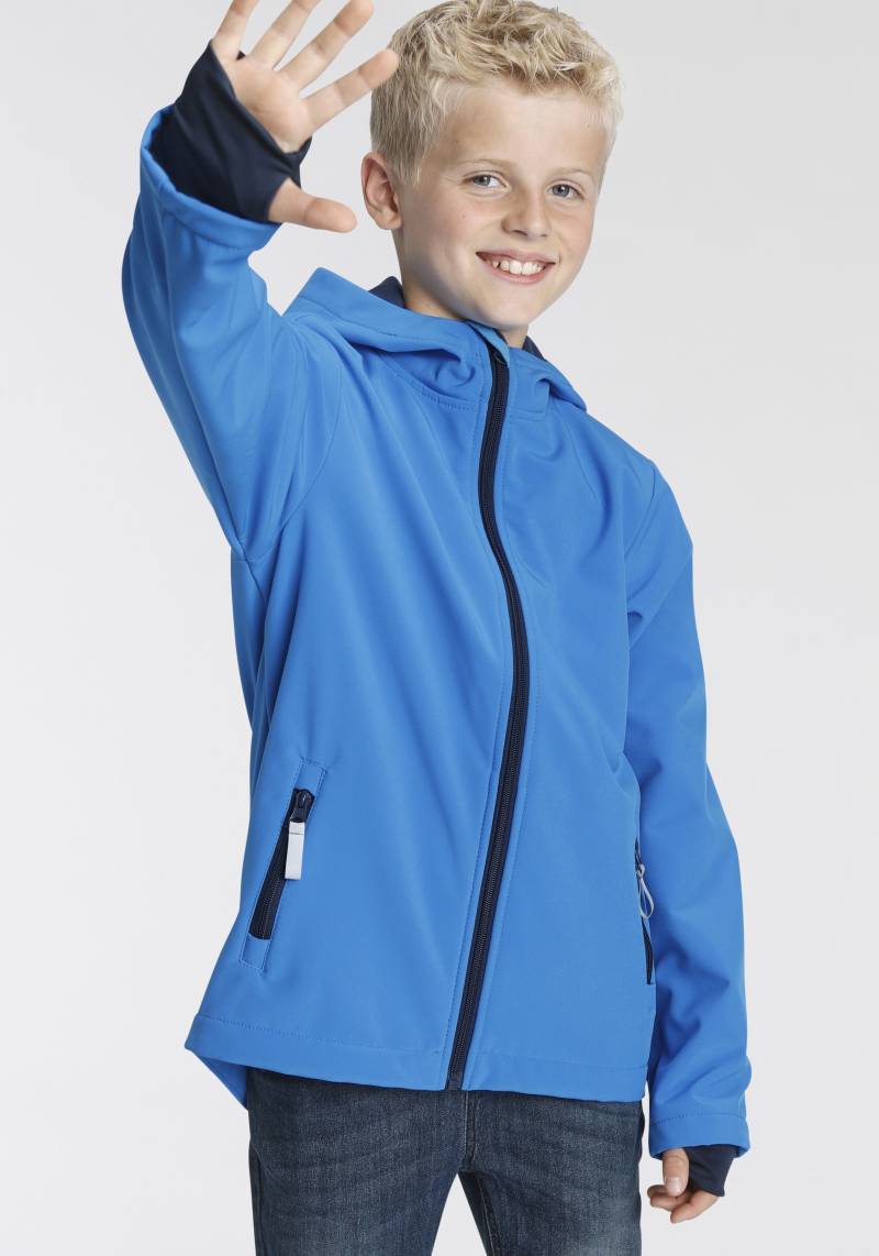 KIDSWORLD Softshelljacke »mit kontrastfarbenen Details«, mit Kapuze von KIDSWORLD