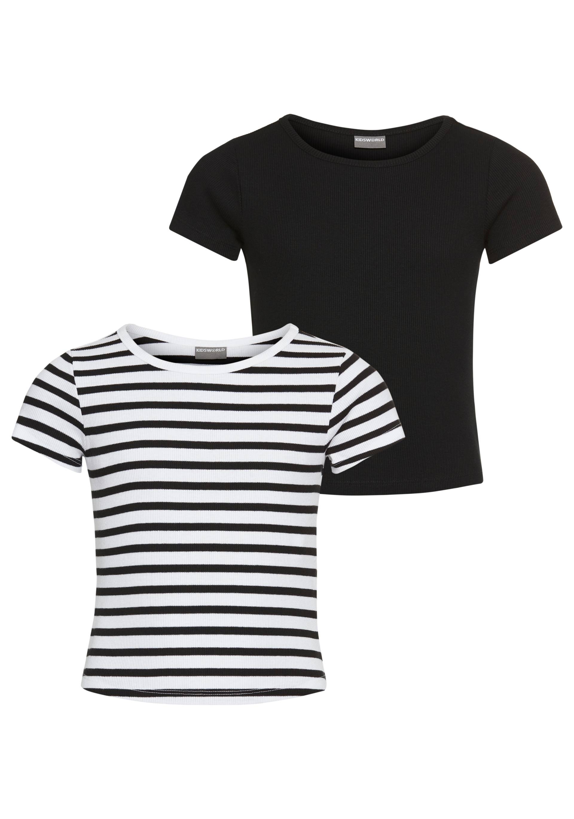 KIDSWORLD T-Shirt »2er Pack T-Shirts in elastischer Rippqualität«, (Packung, 2 tlg.), 2er Packung T-Shirts von KIDSWORLD