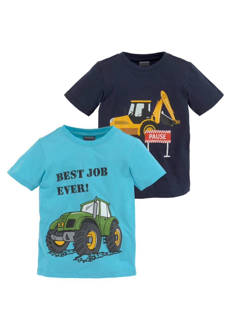 KIDSWORLD T-Shirt »BEST JOB EVER!«, (Packung, 2er-Pack), kurzärmelig, bedruckt, Rundhalsausschnitt, aus Baumwolle von KIDSWORLD