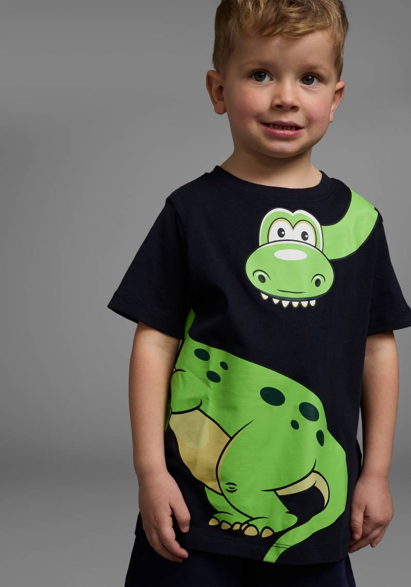 KIDSWORLD T-Shirt »Mit grossem Druck: GREEN DINO«, Kurzarm, Basic-Passform, bedruckt, Rundhalsausschnitt von KIDSWORLD