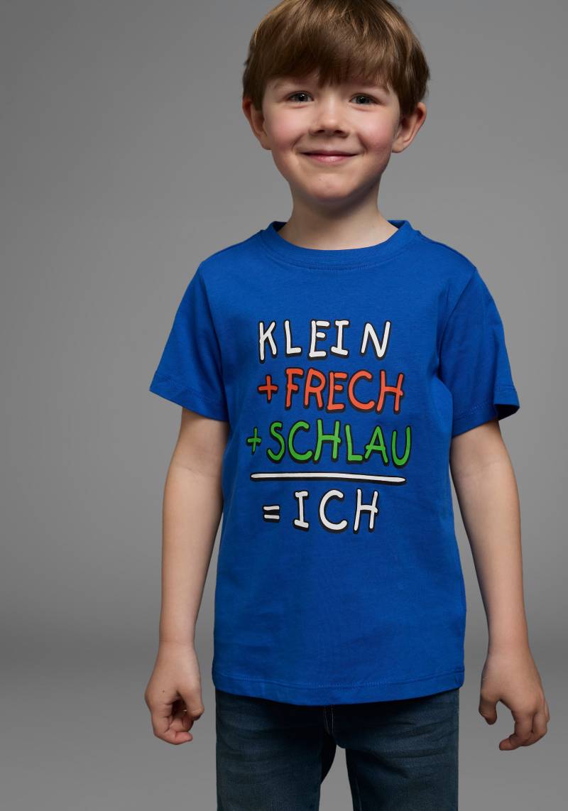 KIDSWORLD T-Shirt »Mit Spruch: KLEIN+FRECH+SCHLAU...«, Kurzarm, Basic-Passform, bedruckt, Rundhalsausschnitt von KIDSWORLD