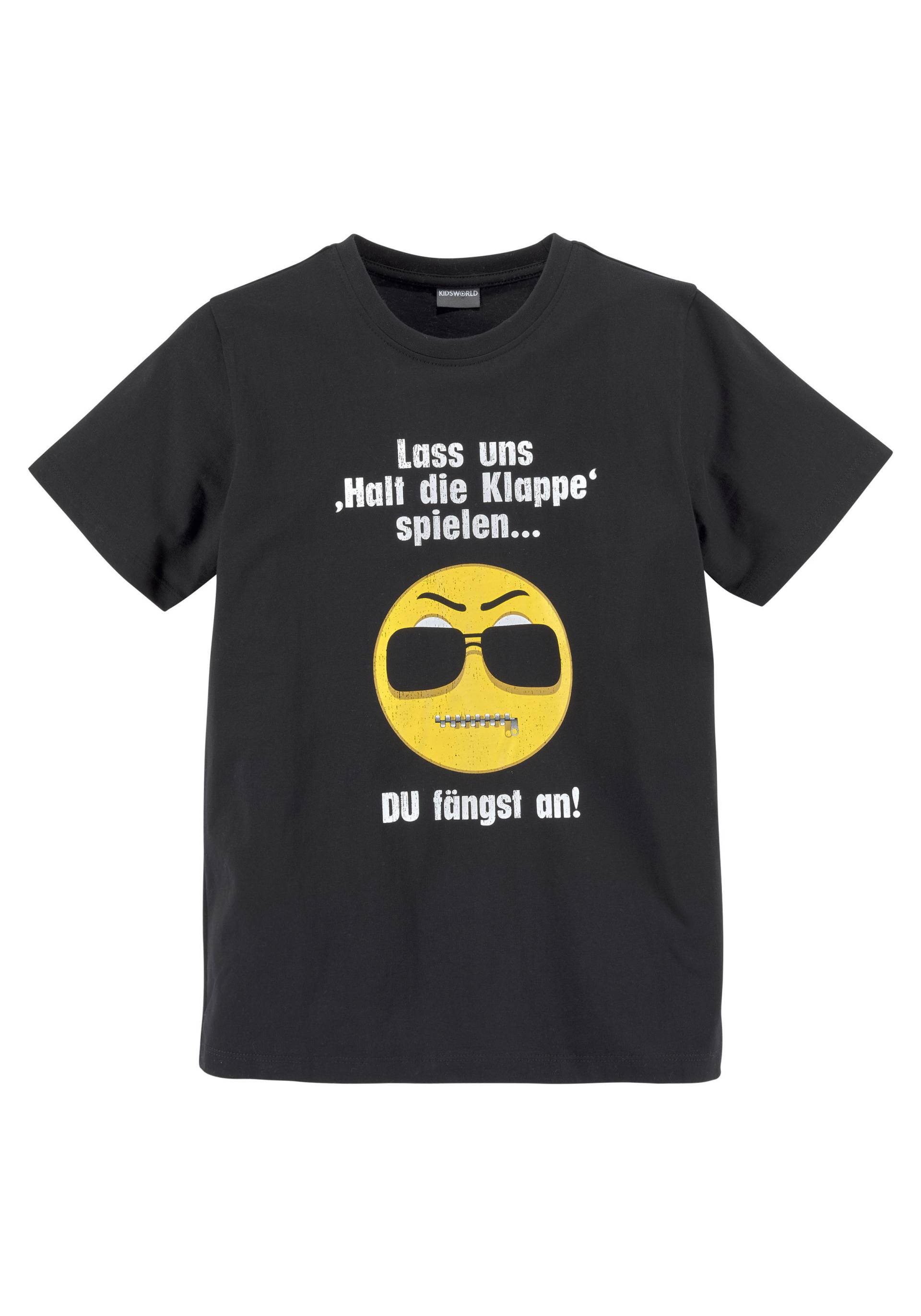 KIDSWORLD T-Shirt »LASS UNS: HALT DIE KLAPPEN! SPIELEN« von KIDSWORLD