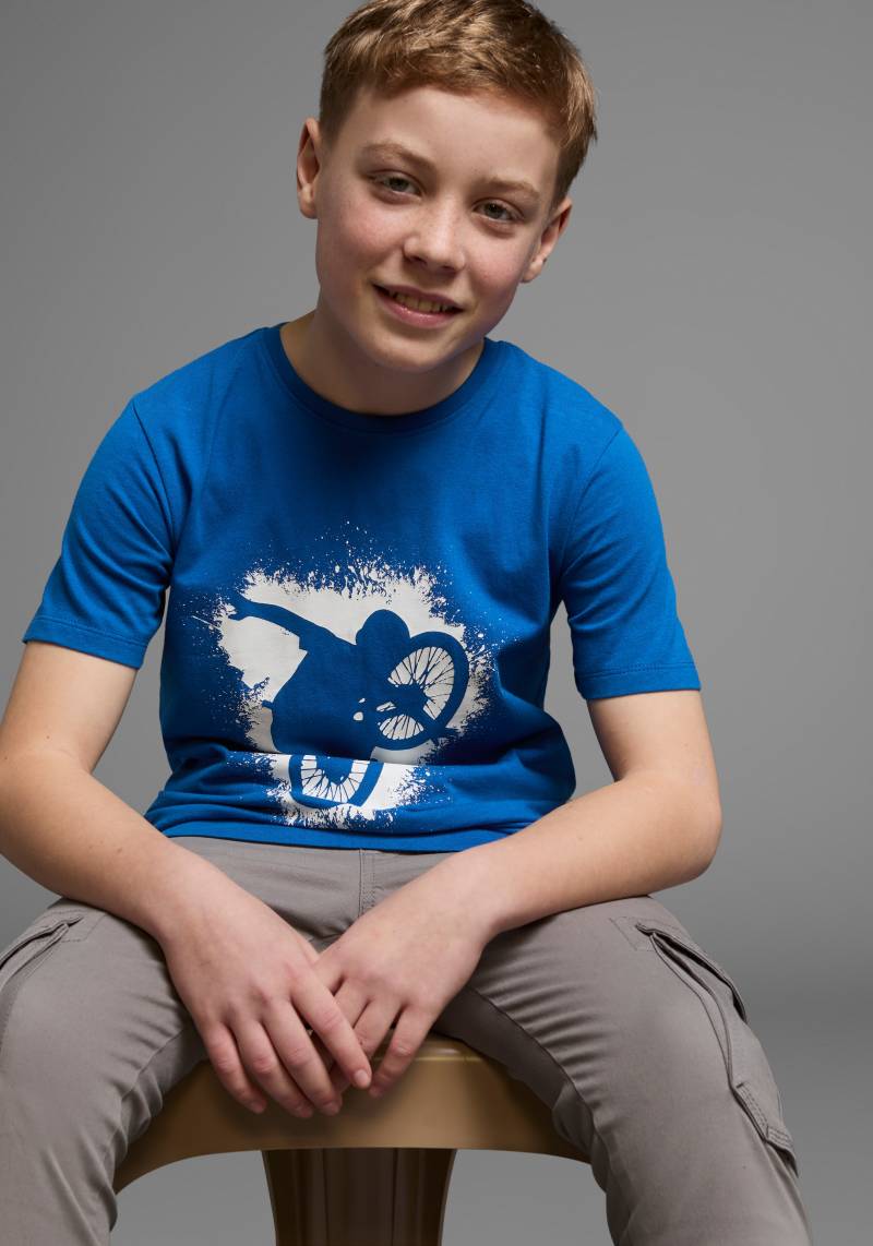 KIDSWORLD T-Shirt »Mit lässigem Druck: BIKER«, Kurzarm, bedruckt, Rundhalsausschnitt, aus Baumwolle von KIDSWORLD