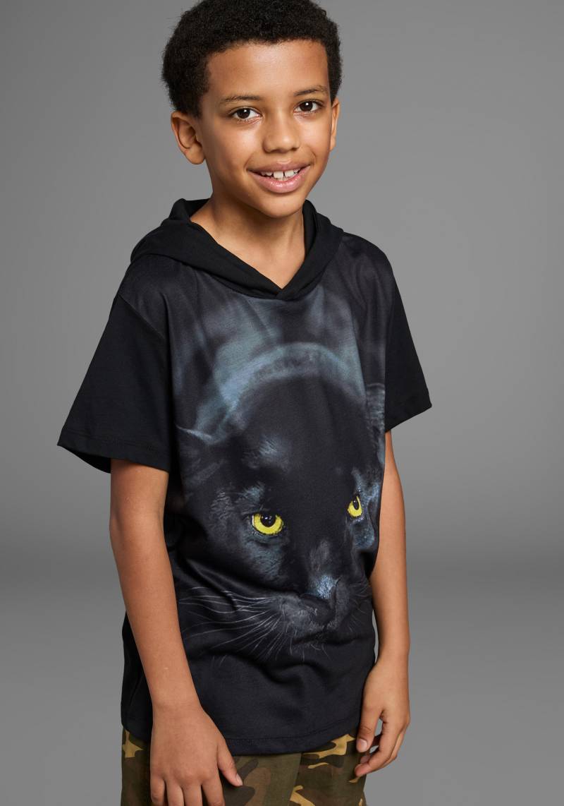 KIDSWORLD T-Shirt », Kapuzen-T-Shirt mit Fotoprint: PANTHER«, Kurzarm, modische Passform, mit stylischem Druck von KIDSWORLD