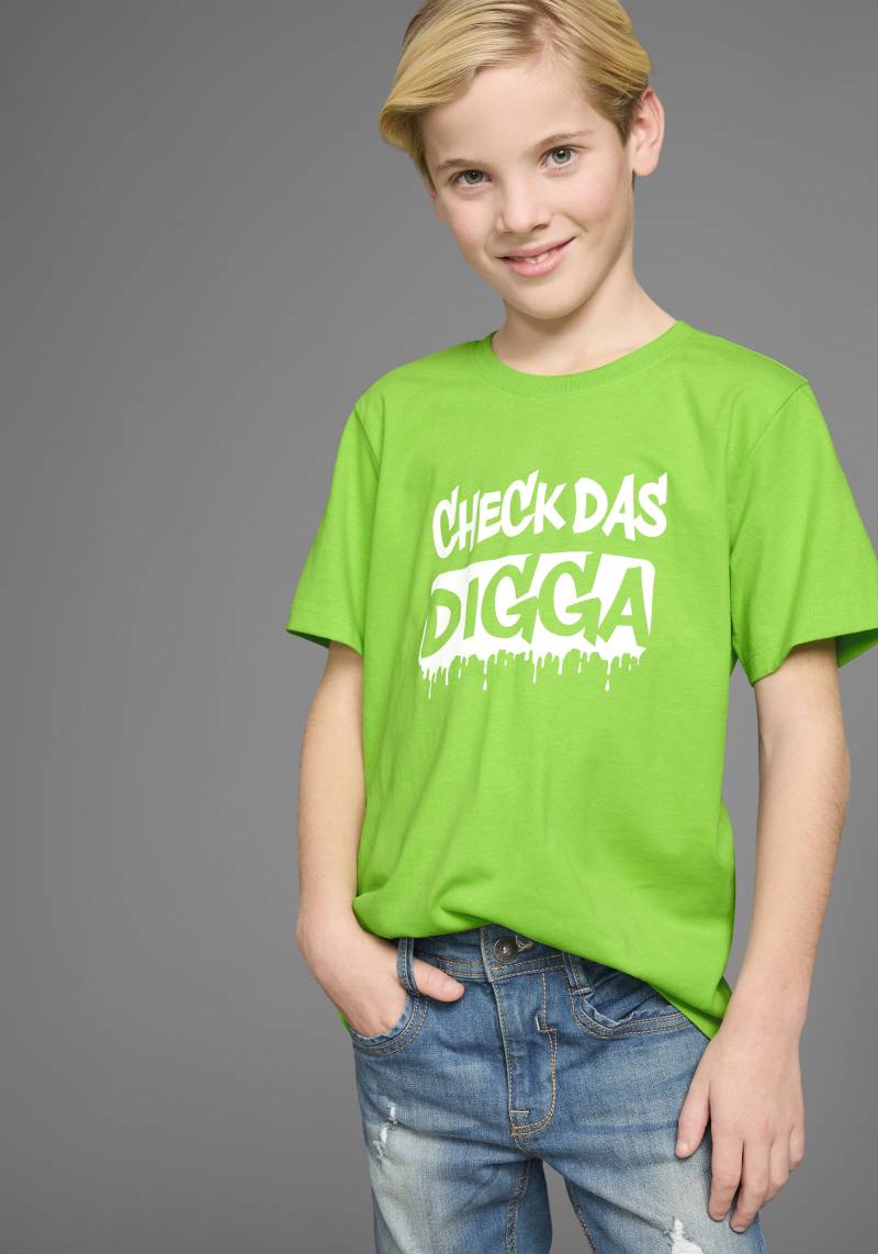 KIDSWORLD T-Shirt »Sprücheshirt: CHECK DAS DIGGA«, Kurzarm, Basic-Passform, bedruckt, Rundhalsausschnitt von KIDSWORLD