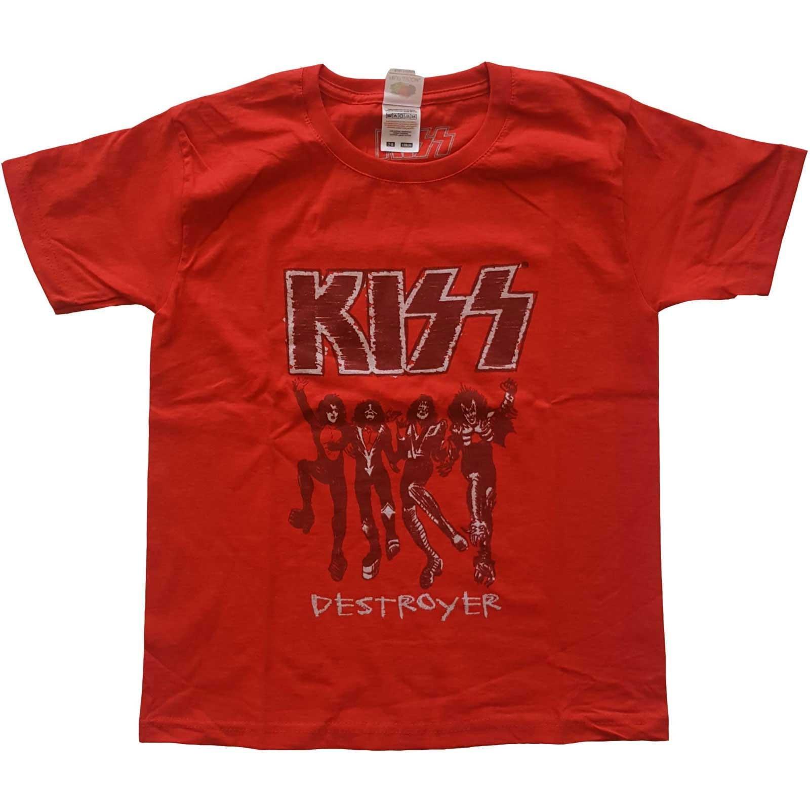 Destroyer Tshirt Jungen Rot Bunt 128 von KISS