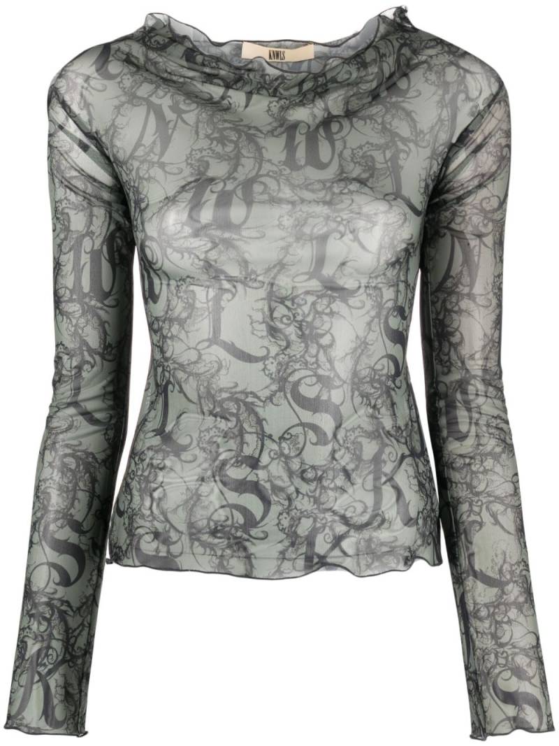 KNWLS Halcyon Gothic Lace-print top - Grey von KNWLS