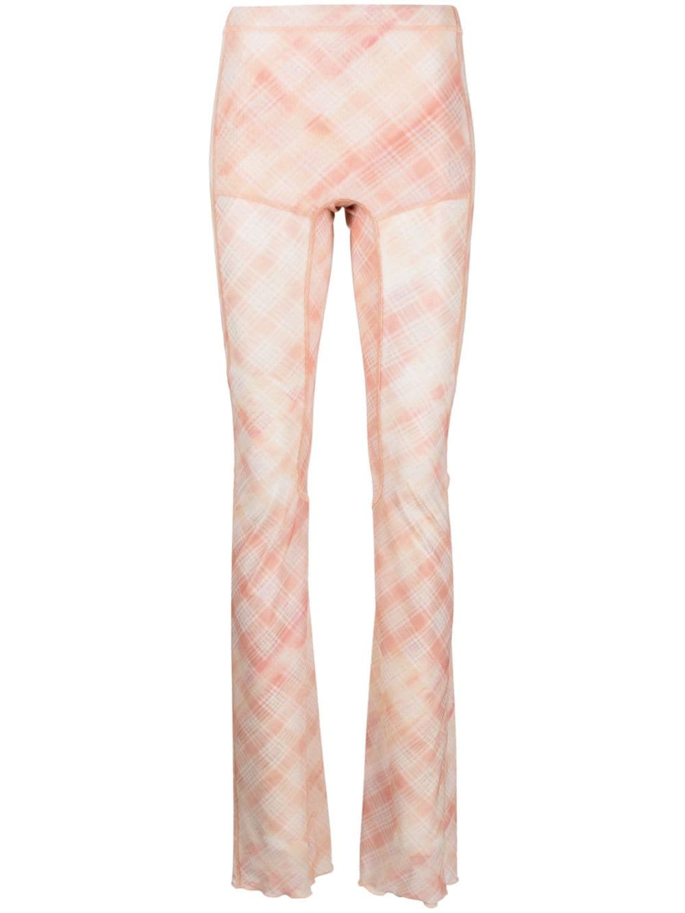 KNWLS check-print semi-sheer trousers - Orange von KNWLS