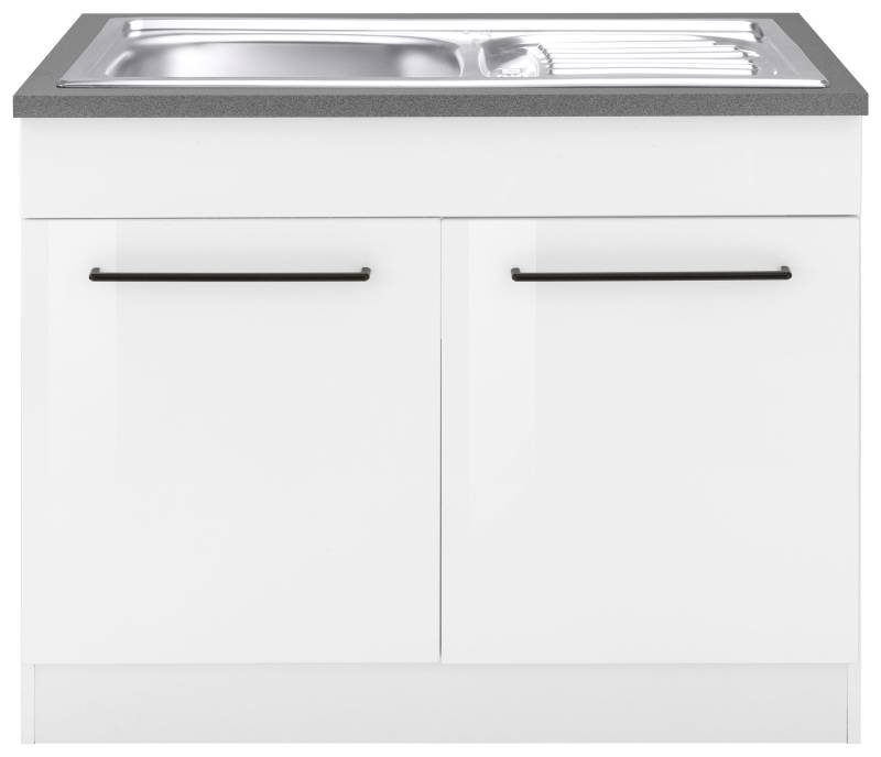 KOCHSTATION Spülenschrank »KS-Tulsa«, 100 cm breit, 2 Türen, Metallgriff, MDF Front, inkl. Einbauspüle von KOCHSTATION