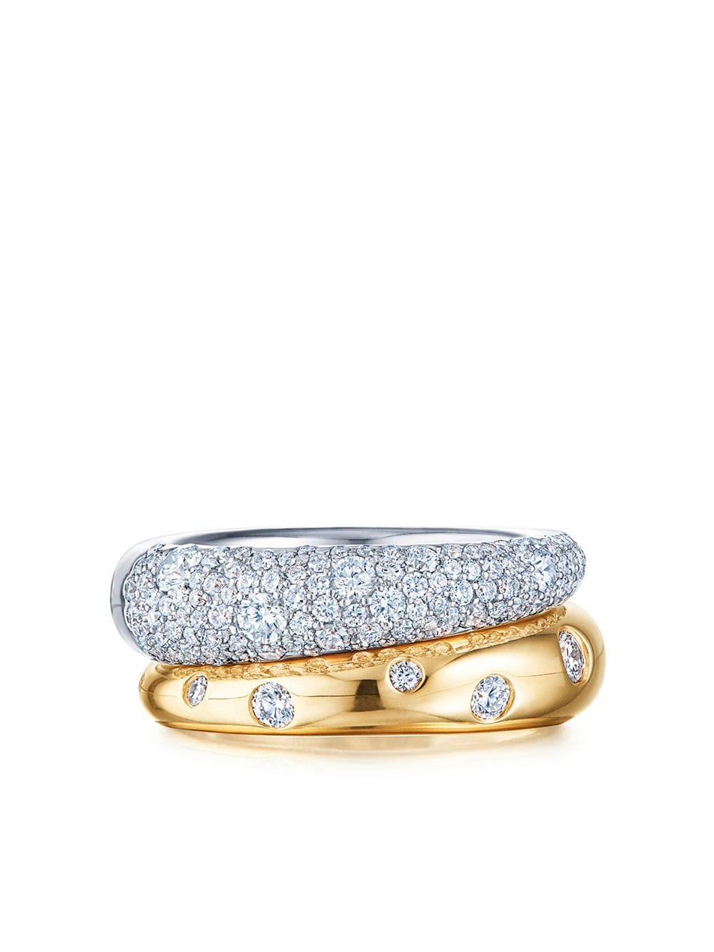KWIAT 18kt white and yellow gold Cobblestone diamond double band ring von KWIAT