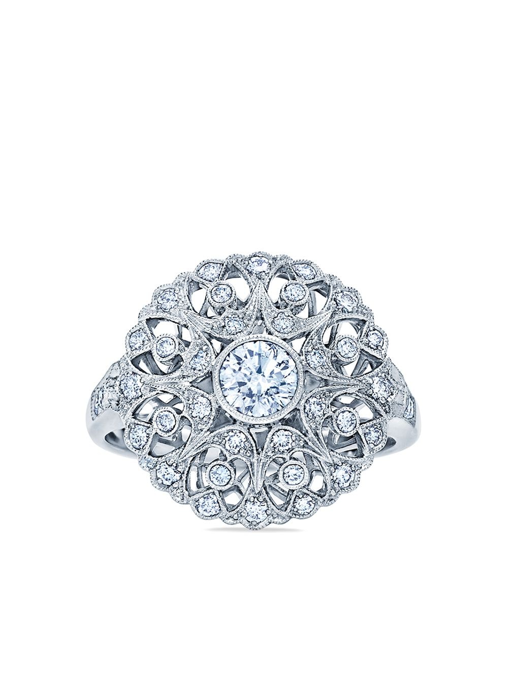 KWIAT 18kt white gold diamond Splendor Filigree Bombe ring - Silver von KWIAT