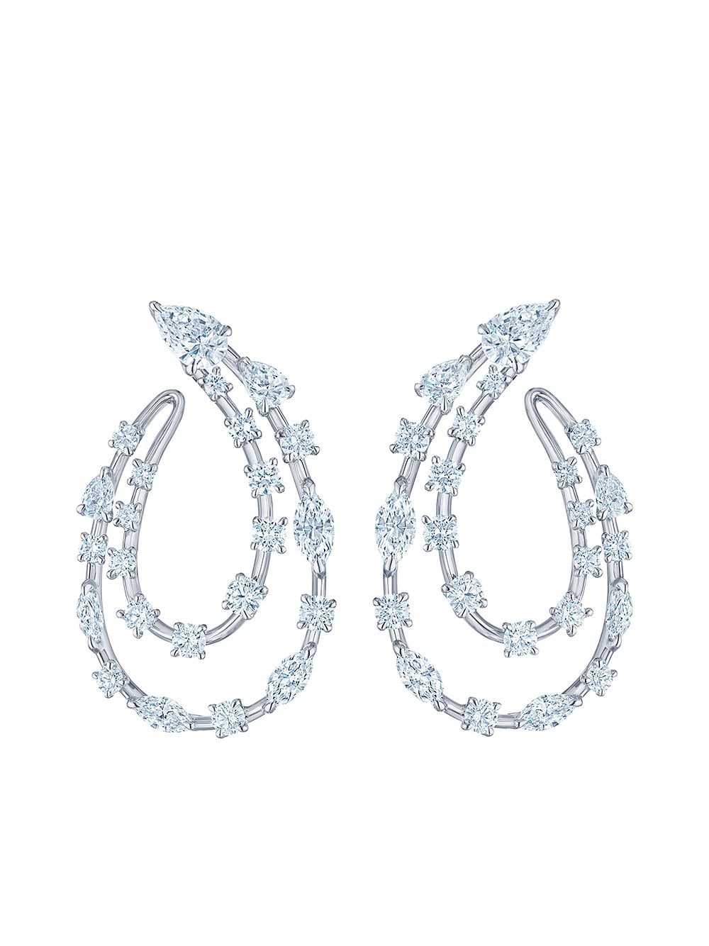 KWIAT 18kt white gold diamond Starry Night two-row sideways hoop earrings - Silver von KWIAT