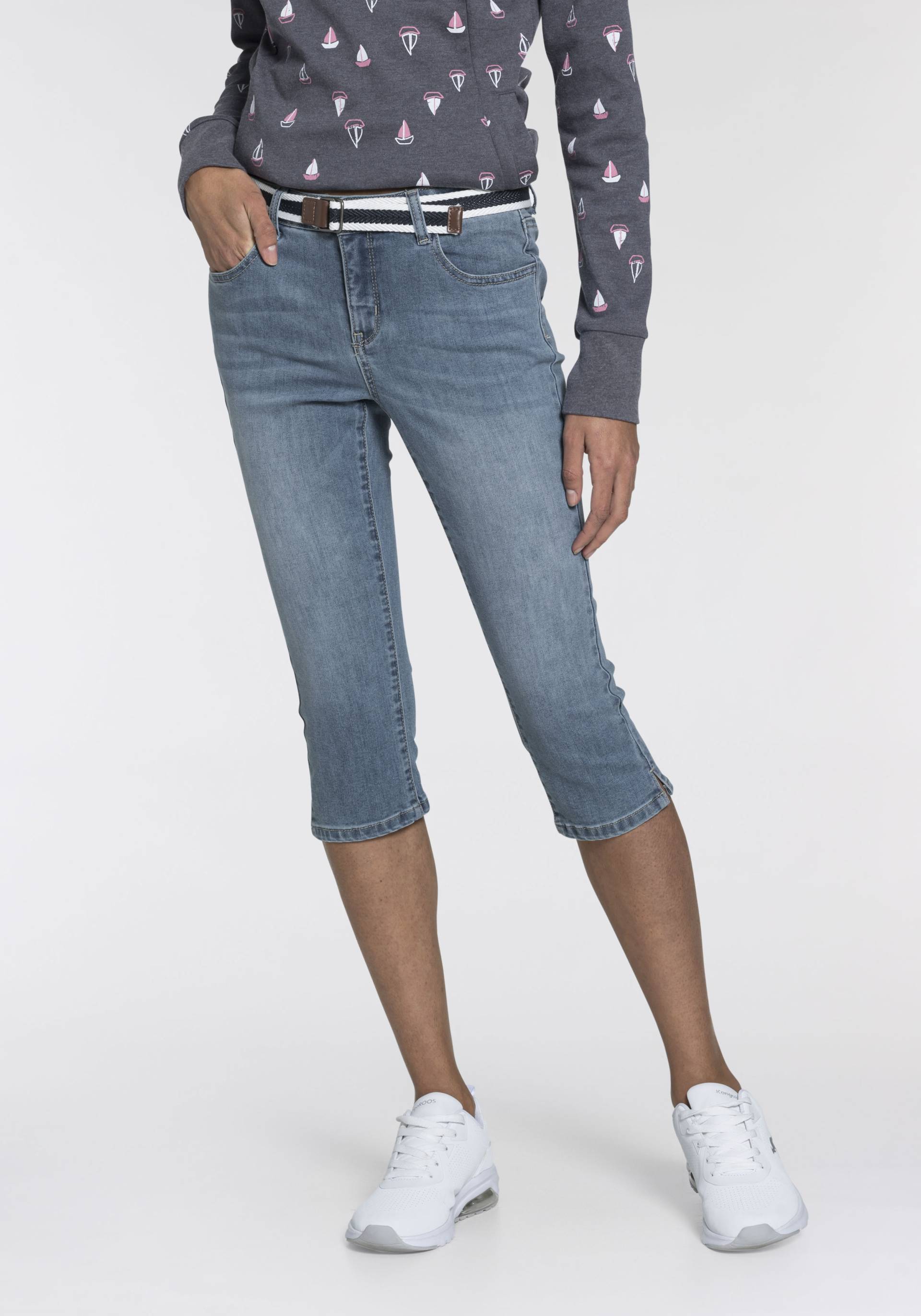 KangaROOS Caprijeans »CAPRI-JEANS mit Gürtel«, (Set, mit abnehmbarem Gürtel) von KangaROOS