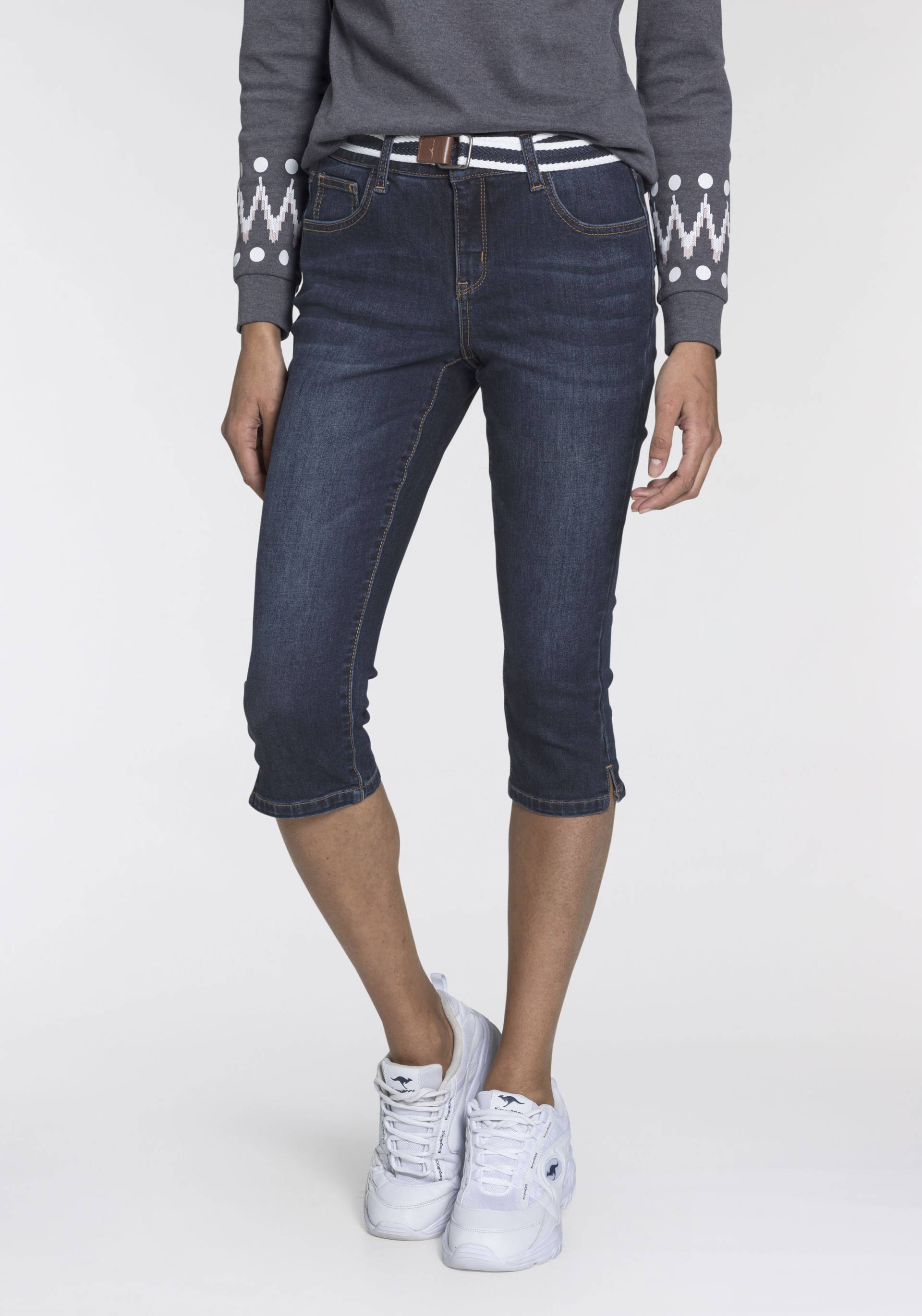 KangaROOS Caprijeans »CAPRI-JEANS mit Gürtel«, (Set, mit abnehmbarem Gürtel) von KangaROOS