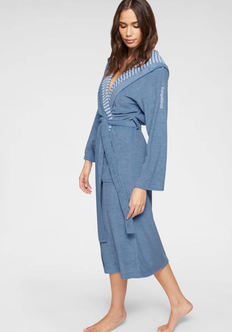 KangaROOS Damenbademantel »Dalia, ideal für Sauna & Spa, Hotelbademantel, Morgenmantel«, (1 St.), Uni-Farben und innen mit Streifen, Bademantel mit Taschen, XS-3XL von KangaROOS