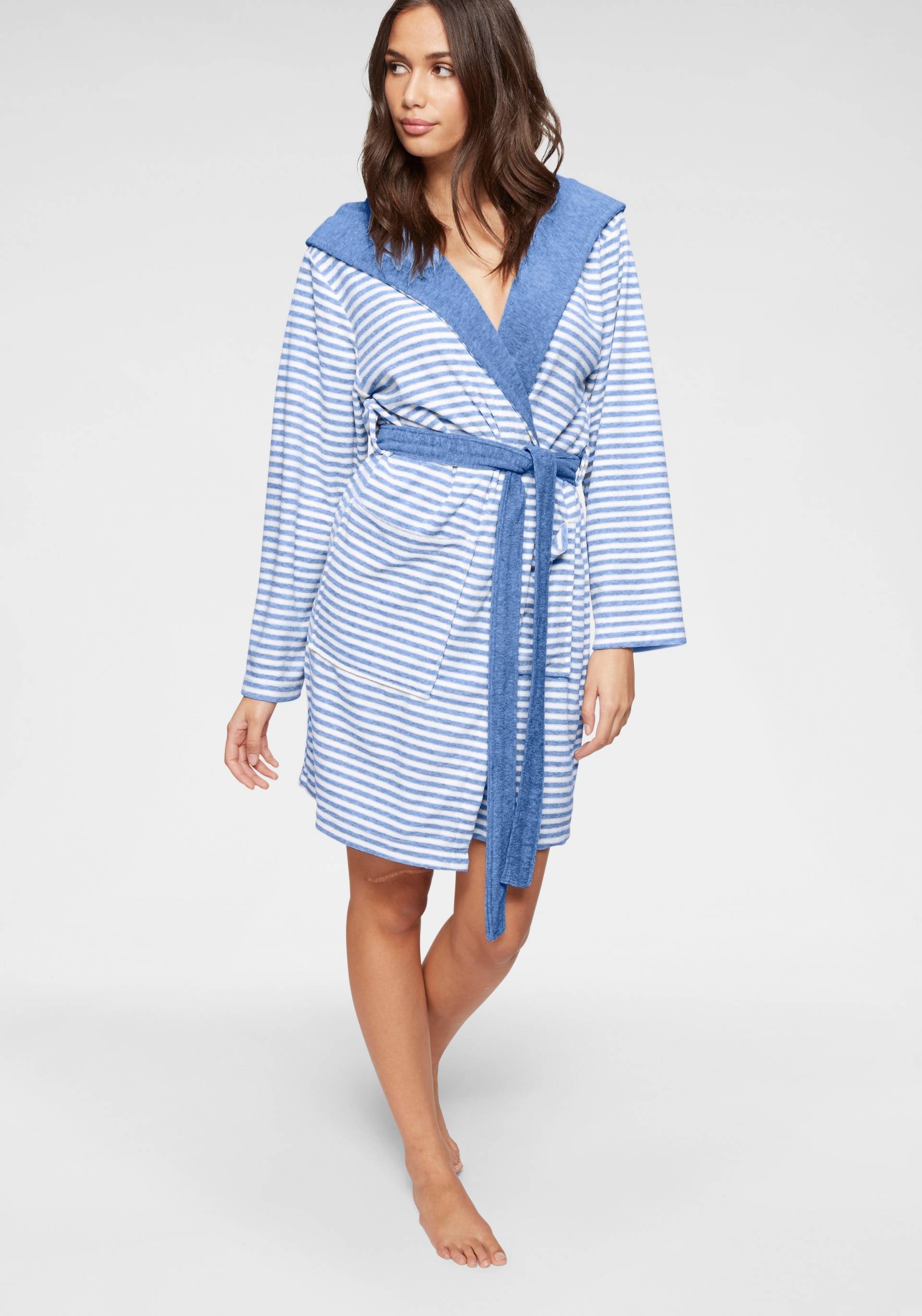 KangaROOS Damenbademantel »Luana, ideal für Sauna & Spa, Hotelbademantel, Morgenmantel«, (1 St.), Streifen - Bademantel für Damen, gestreift, XS-3XL von KangaROOS