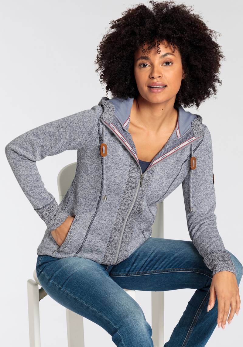 KangaROOS Kapuzensweatjacke, aus weichen Fleece im zweifarbigen Design von KangaROOS