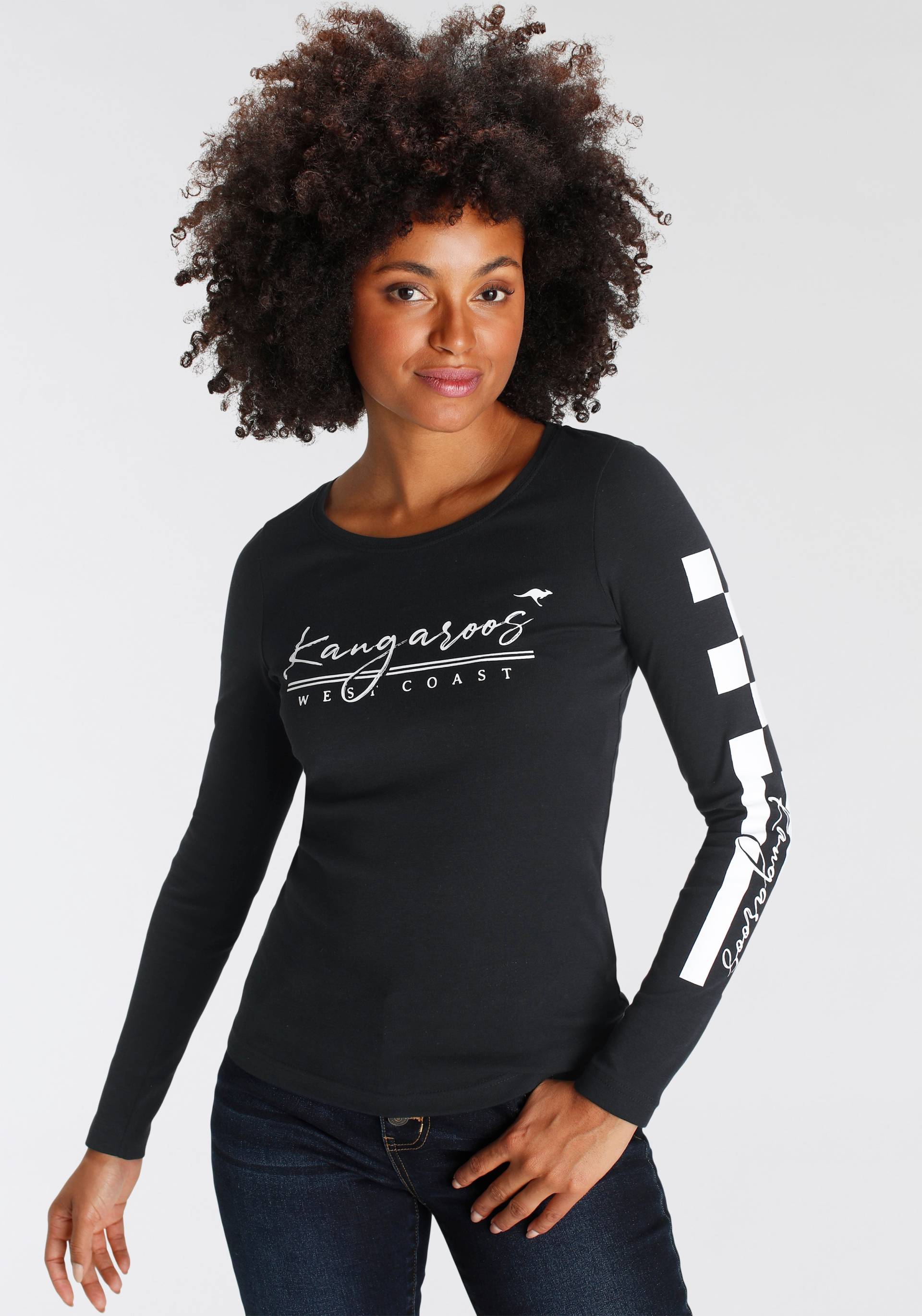 KangaROOS Langarmshirt, Langarm, sehr figurbetonte Passform, aus Baumwolle von KangaROOS