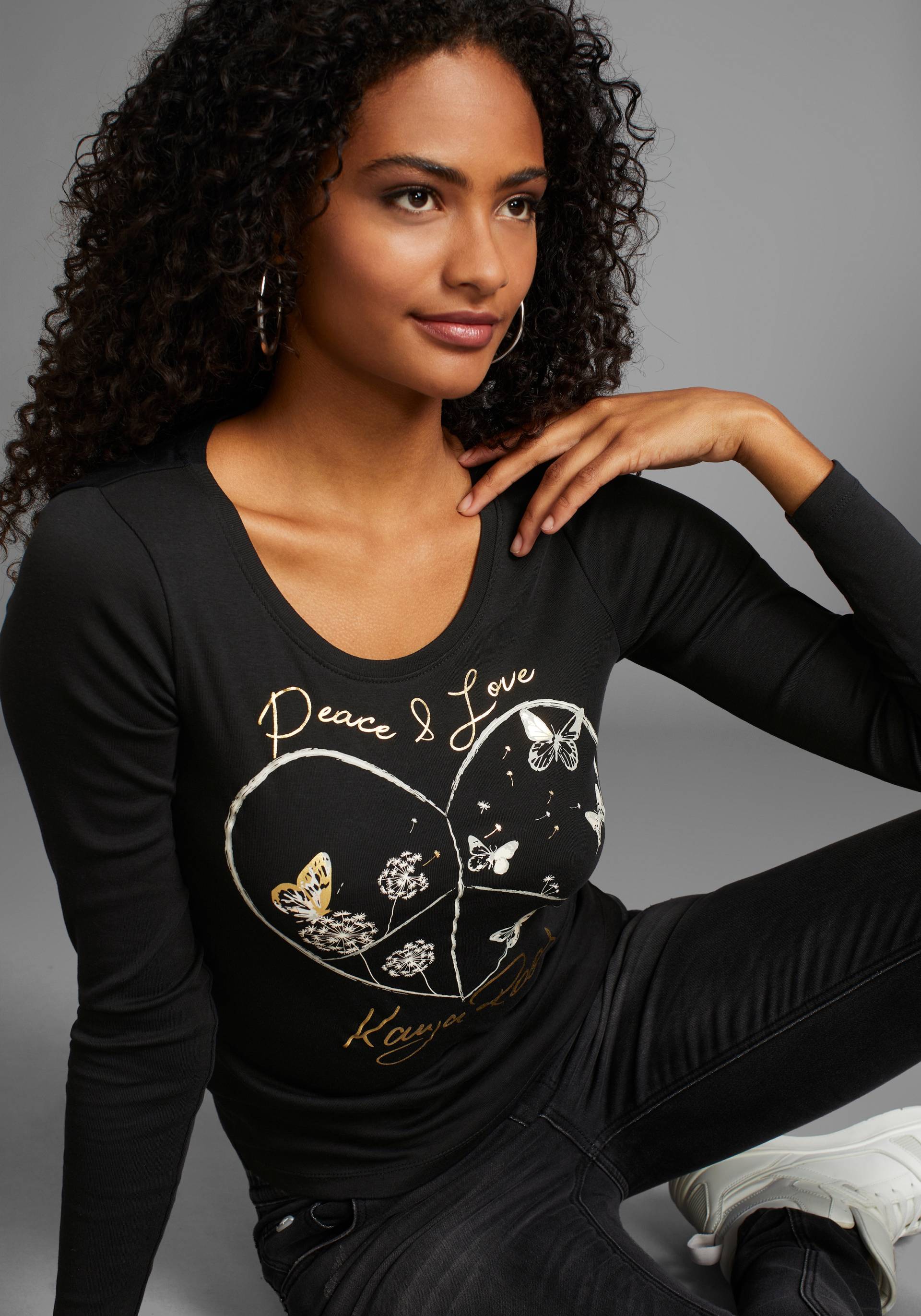 KangaROOS Langarmshirt, mit Herz-Print KangaROOS Langarmshirt, mit Herz-Print von KangaROOS