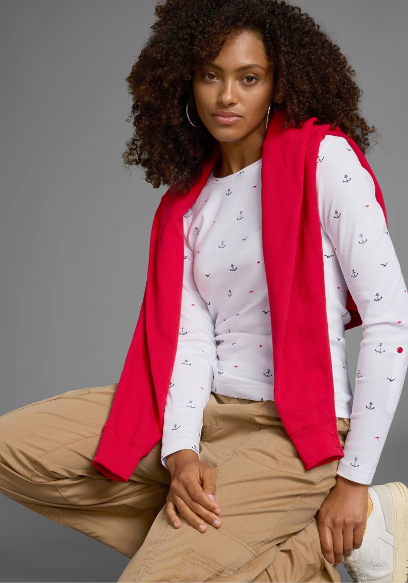 KangaROOS Langarmshirt, krempelbare Ärmel, sehr figurbetont, aus elastischer Rippware von KangaROOS