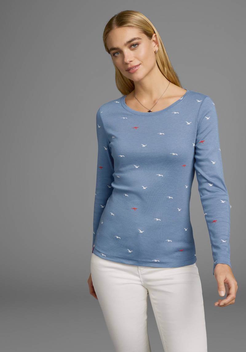 KangaROOS Langarmshirt, krempelbare Ärmel, sehr figurbetont, aus elastischer Rippware von KangaROOS