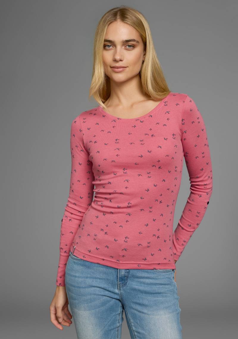 KangaROOS Langarmshirt, krempelbare Ärmel, sehr figurbetont, aus elastischer Rippware von KangaROOS