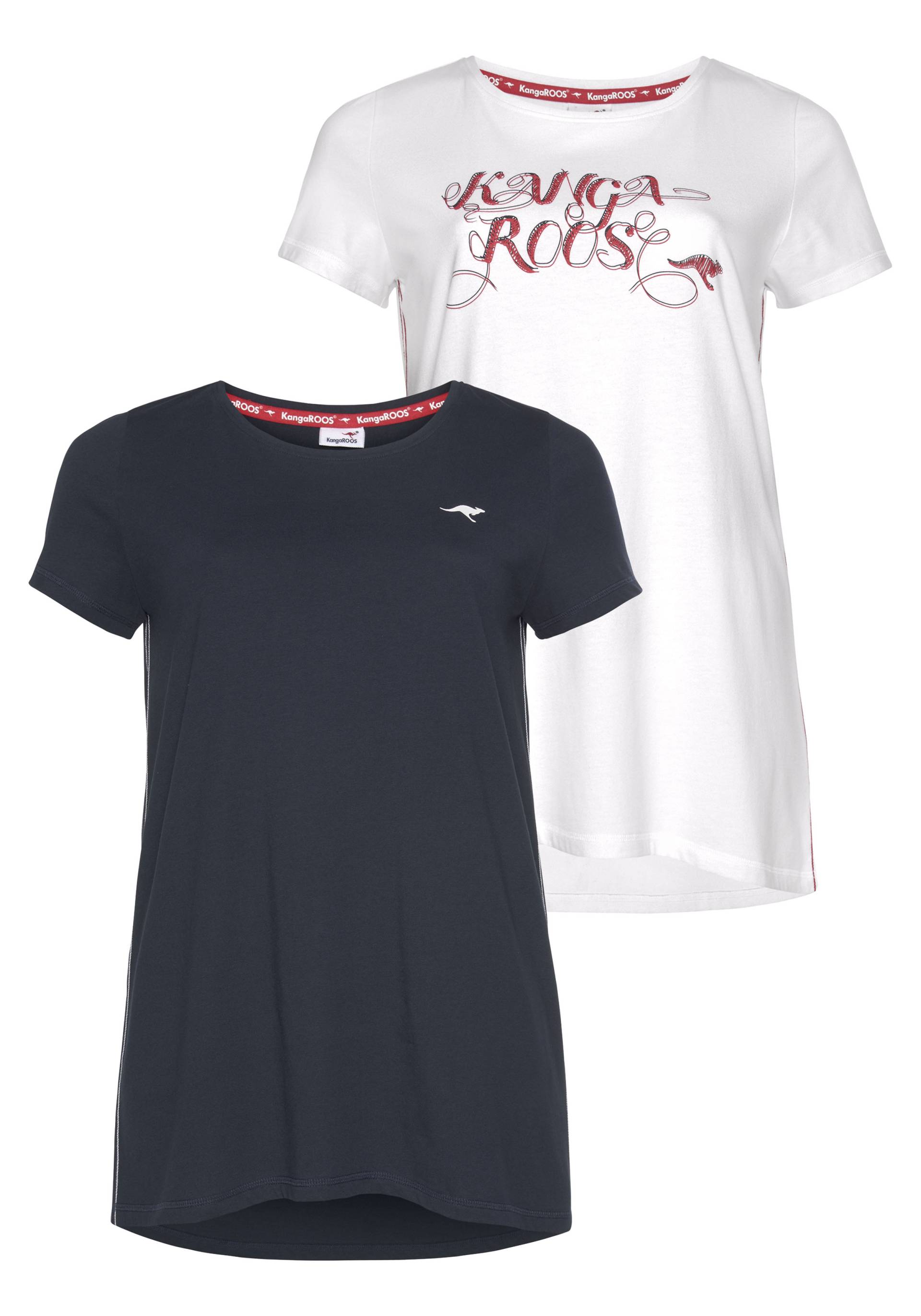 KangaROOS Longshirt, (Packung, 2 tlg., 2er-Pack), Kurzarm, figurumschmeichelnde Passform von KangaROOS