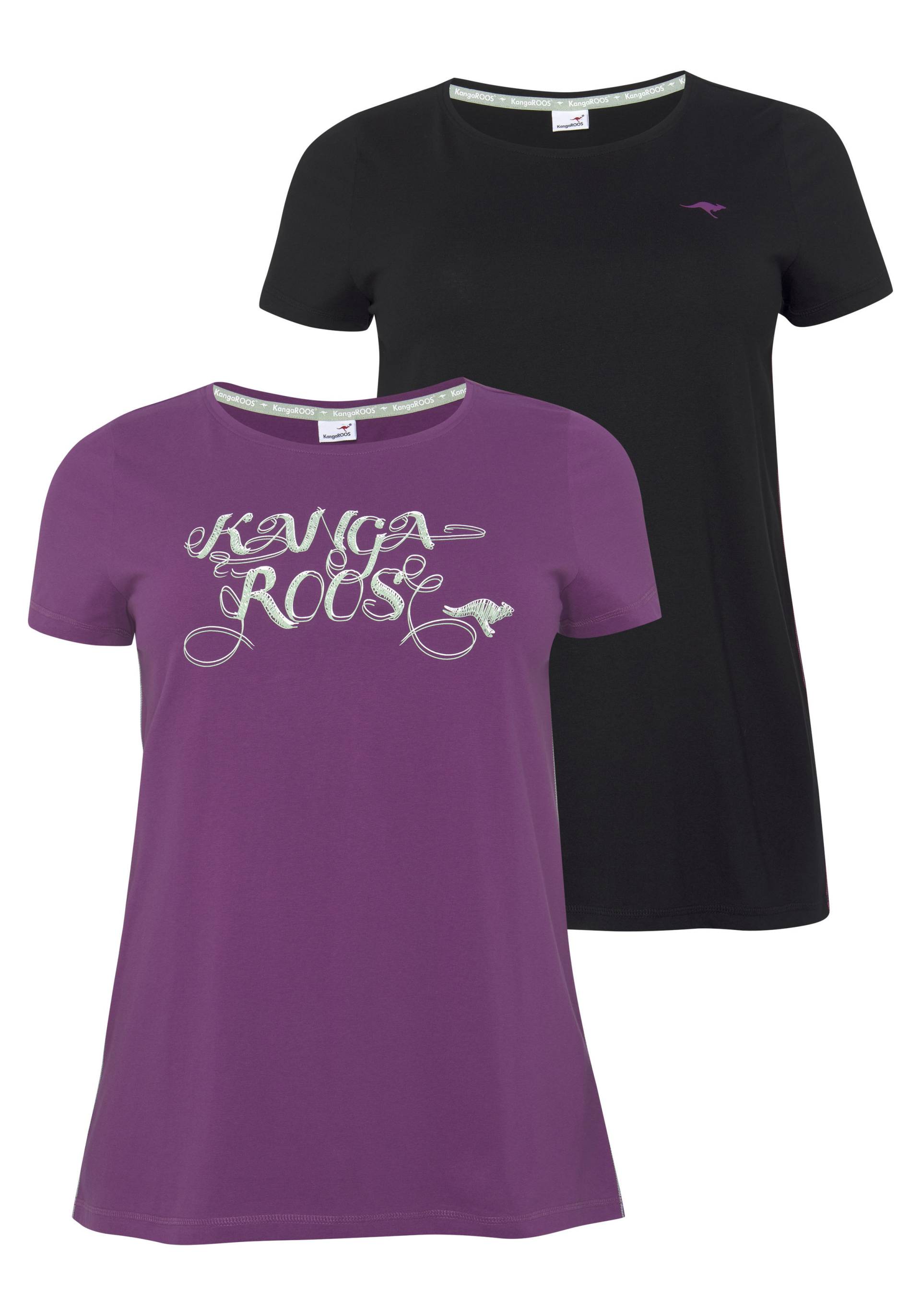 KangaROOS Longshirt, (Packung, 2 tlg., 2er-Pack), Kurzarm, figurumschmeichelnde Passform von KangaROOS
