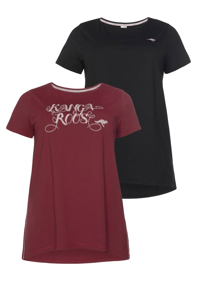 KangaROOS Longshirt, (Packung, 2 tlg., 2er-Pack), Kurzarm, figurumschmeichelnde Passform von KangaROOS