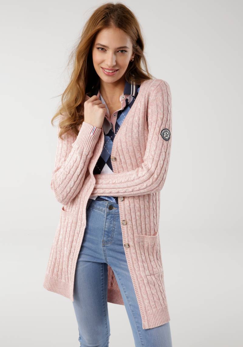 KangaROOS Longstrickjacke, mit trendigem Zopfmuster und Taschen von KangaROOS
