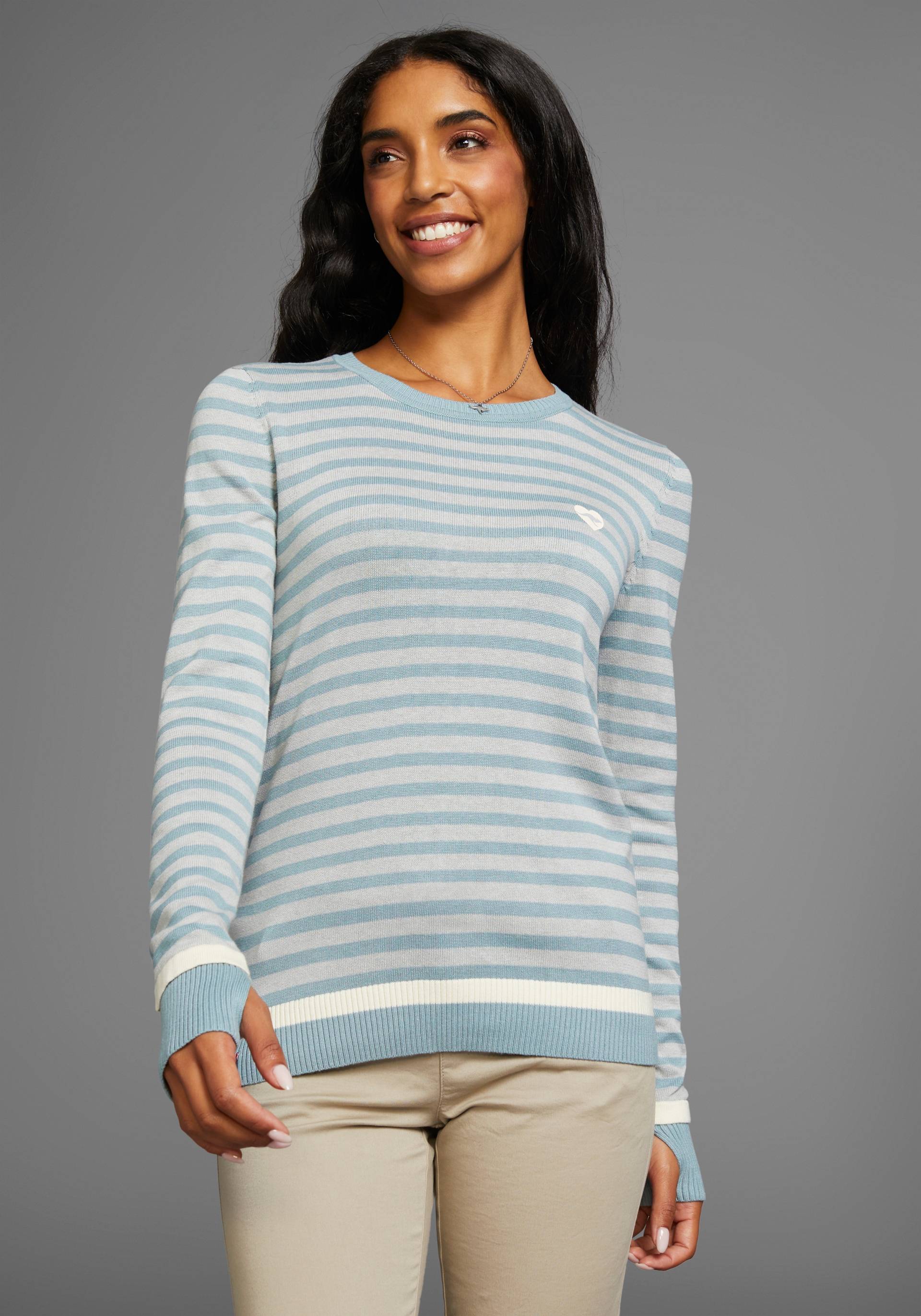 KangaROOS Streifenpullover, mit Ringelstreifen und herzlichem Logodruck KangaROOS Streifenpullover, mit Ringelstreifen und herzlichem Logodruck von KangaROOS