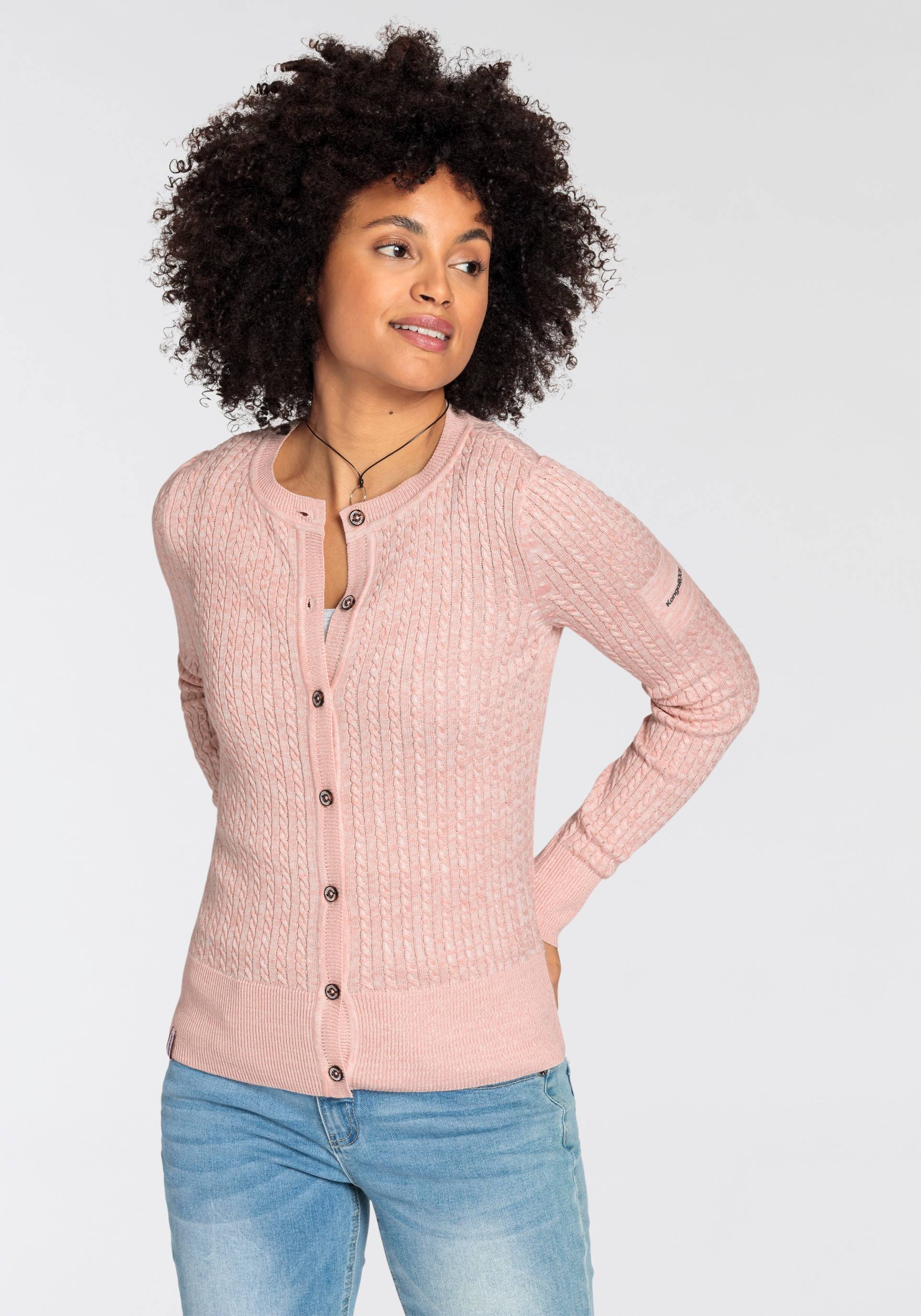 KangaROOS Strickjacke, Strickjacke mit Zopfmuster in mélange Optik - NEUE-KOLLEKTION KangaROOS Strickjacke, Strickjacke mit Zopfmuster in mélange Optik - NEUE-KOLLEKTION von KangaROOS