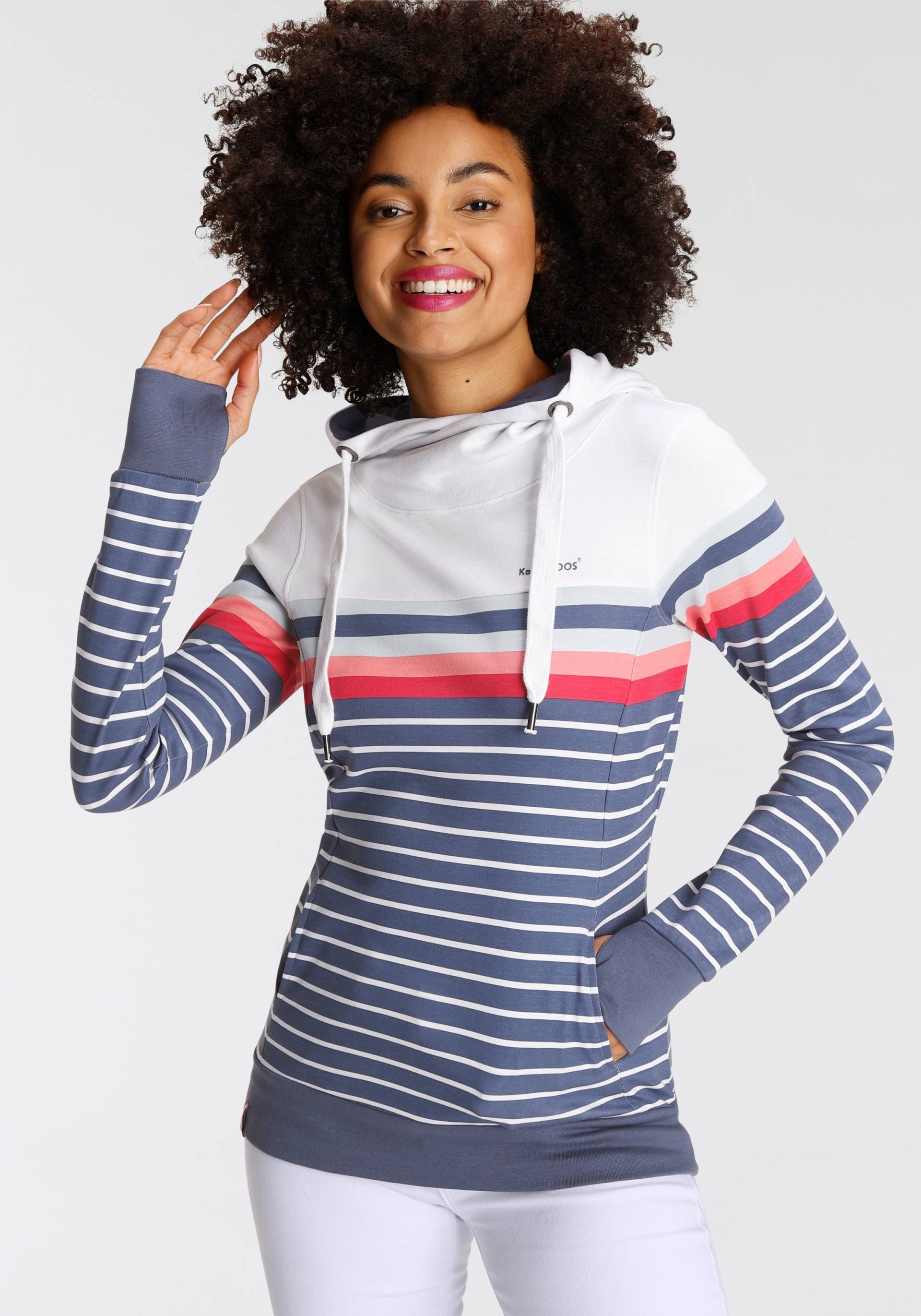 KangaROOS Kapuzensweatshirt, Langarm mit Daumenlöchern, bequem geschnitten und hüftbedeckend von KangaROOS