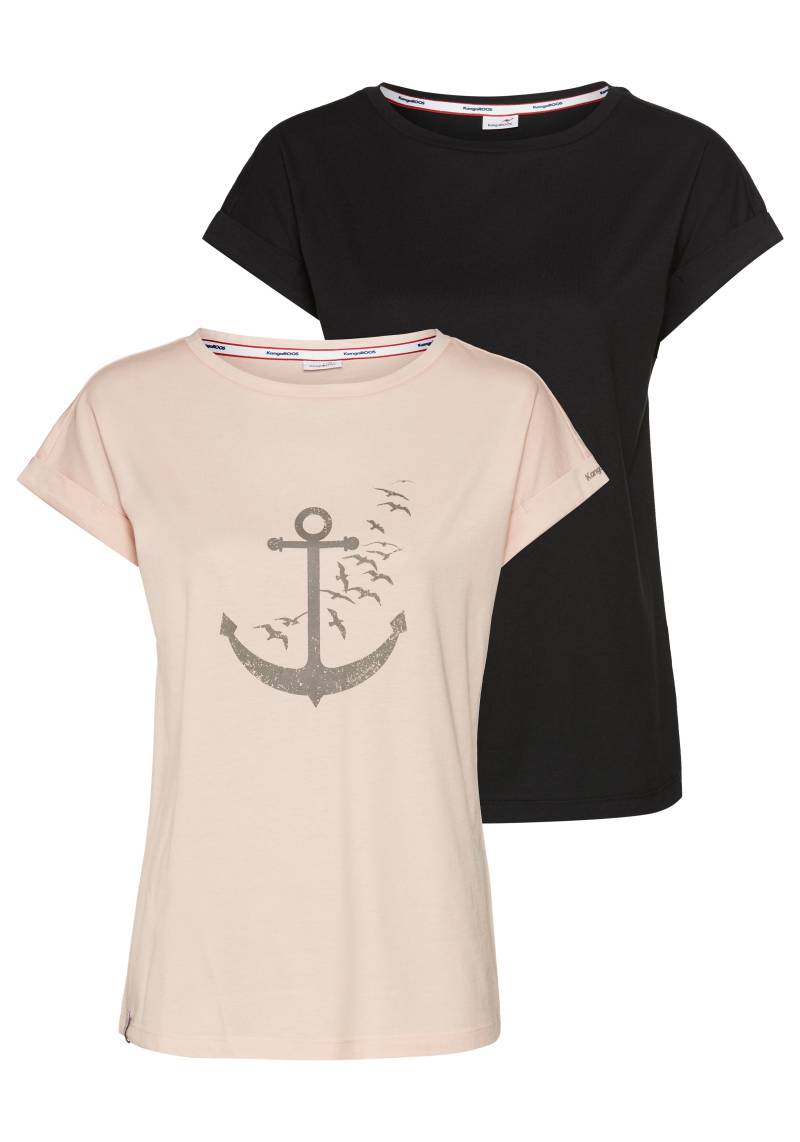 KangaROOS T-Shirt, (Packung, 2 tlg., 2er-Pack), aus elastischem Jersey von KangaROOS