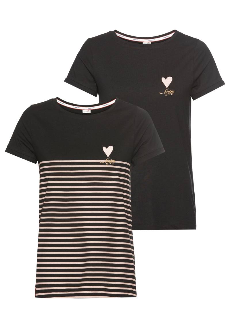 KangaROOS T-Shirt, (Packung, 2 tlg., 2er-Pack), aus weicher Baumwollware von KangaROOS