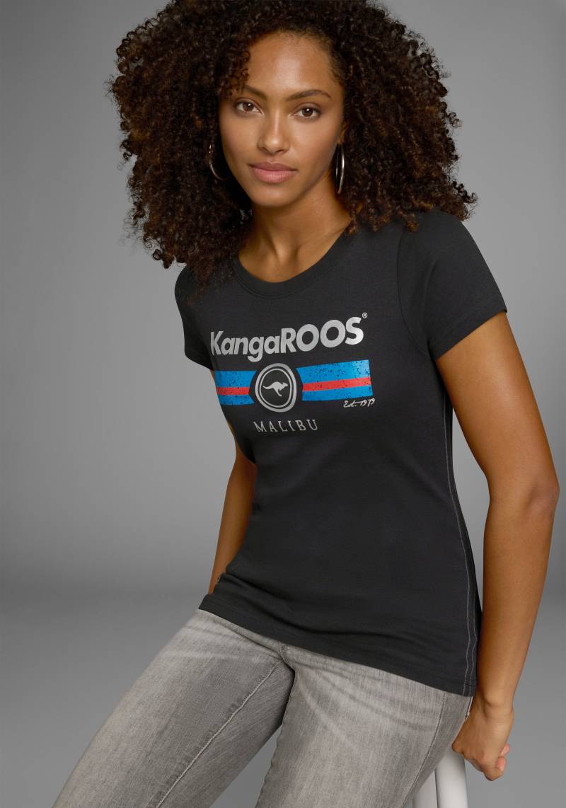 KangaROOS T-Shirt, Kurzarm, unifarben und bedruckt, Rundhalsausschnitt von KangaROOS