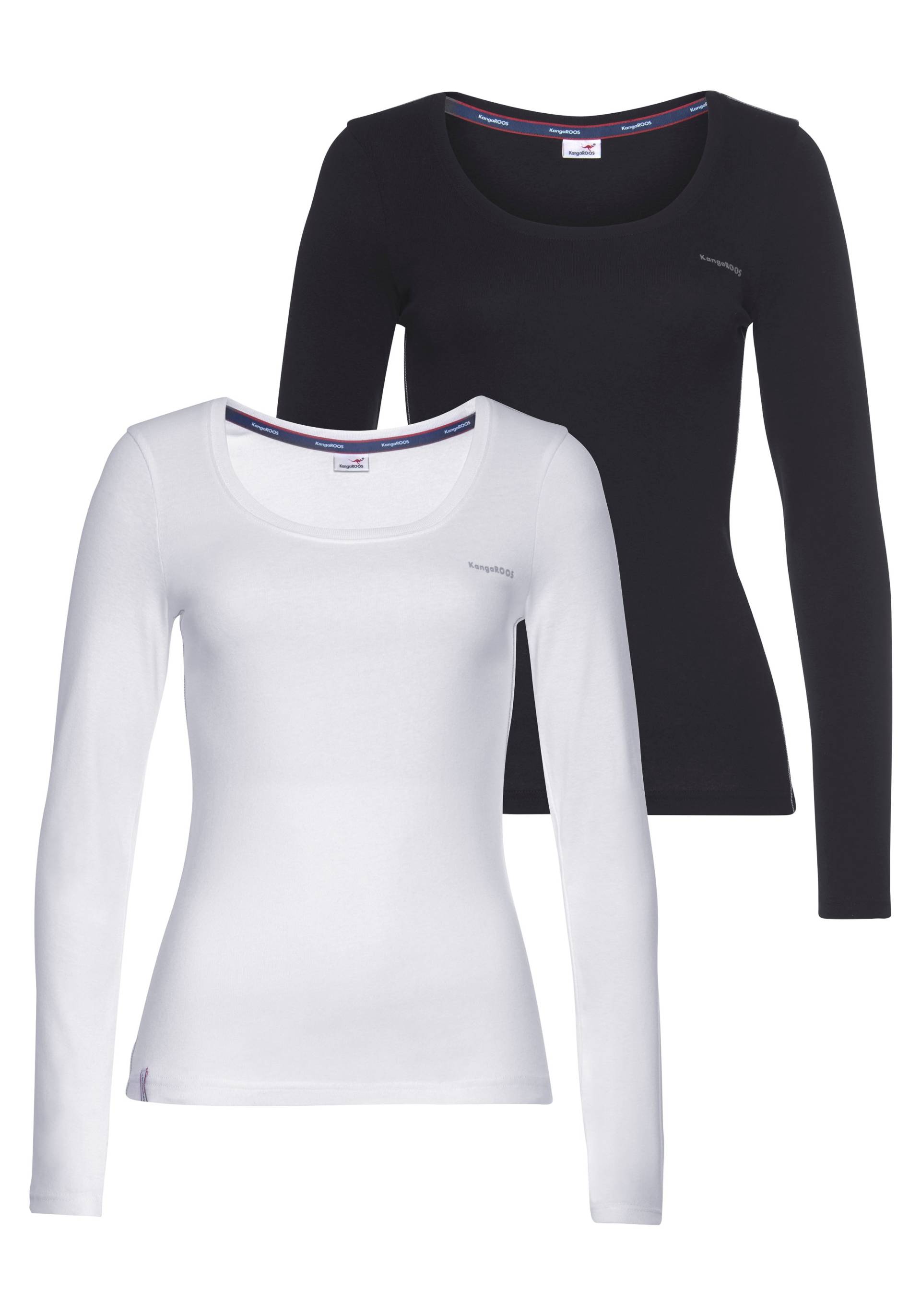 KangaROOS Langarmshirt, (Packung, 2 tlg., 2er-Pack), Langarm, unifarben oder meliert, Rundhalsausschnitt von Kangaroos