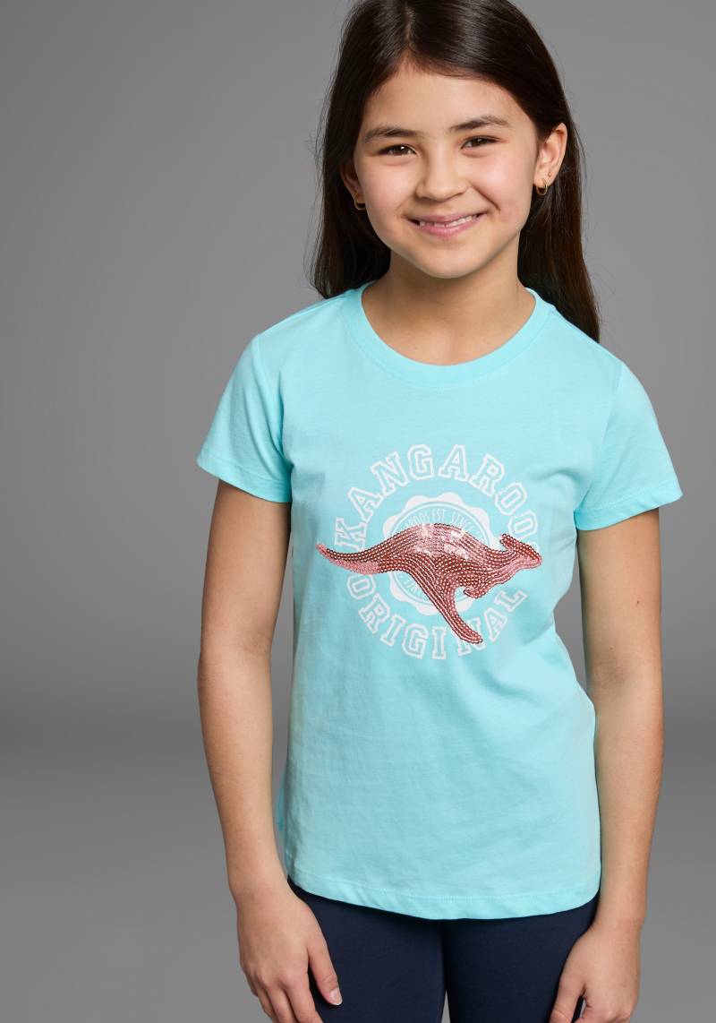 KangaROOS T-Shirt »mit Paillettenapplikation«, Kurzarm, taillierter Schnitt, mit Logodruck und Pailletten von Kangaroos