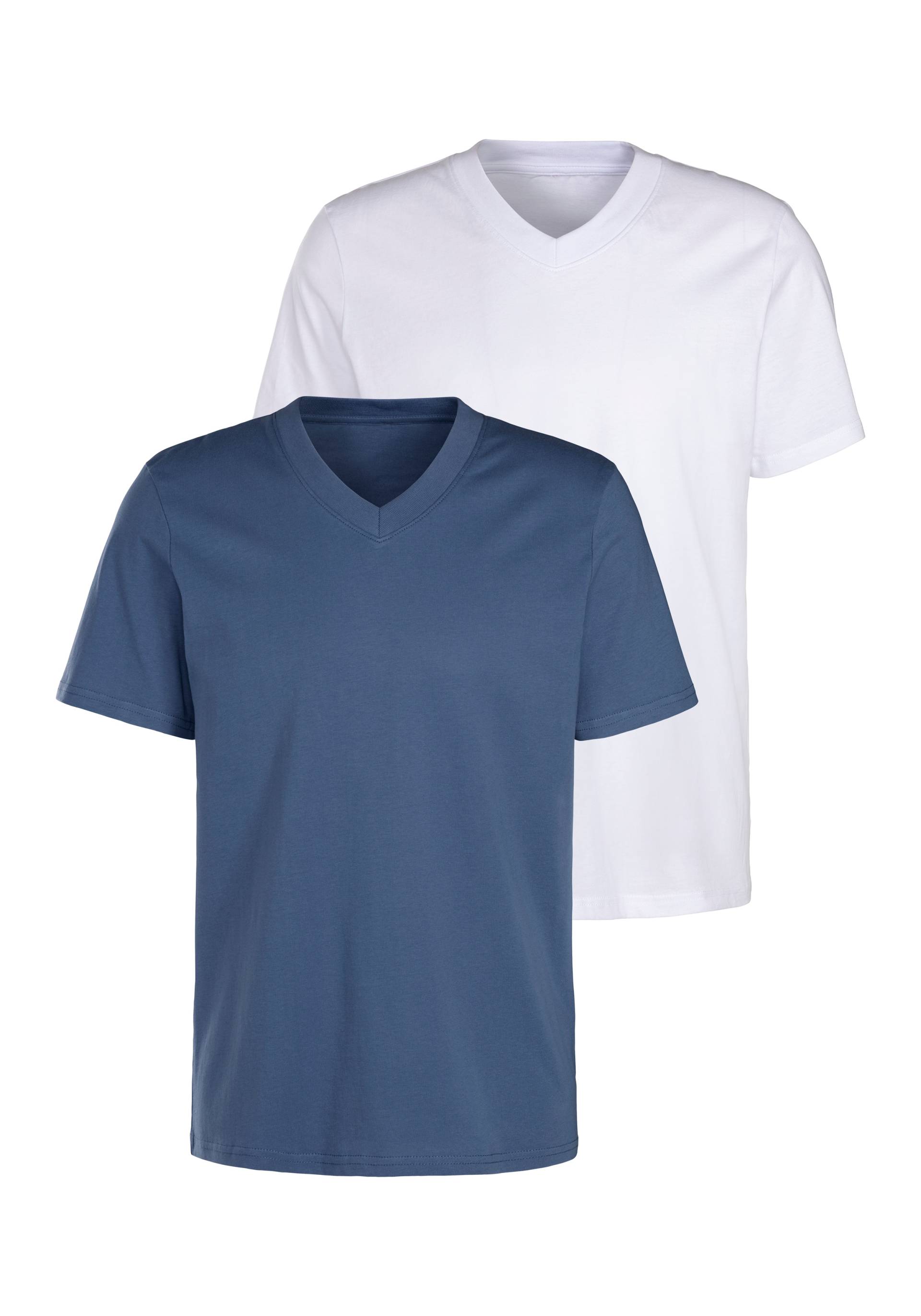 KangaROOS T-Shirt »Regular Fit,«, (2er-Pack), Freizeitshirt mit Kurzarm, V-Ausschnitt aus reine Baumwolle von Kangaroos