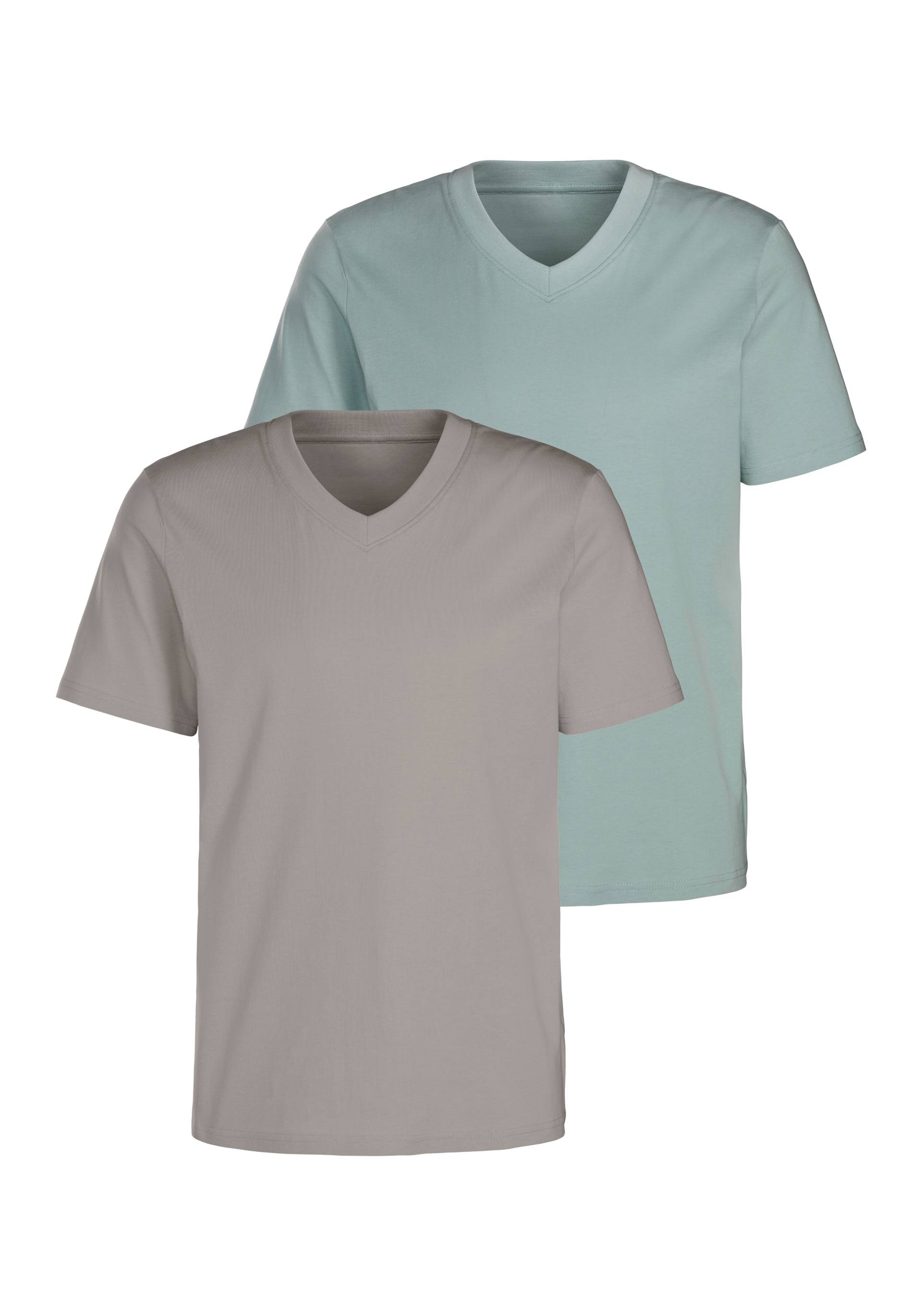 KangaROOS T-Shirt »Regular Fit,«, (2er-Pack), Freizeitshirt mit Kurzarm, V-Ausschnitt aus reine Baumwolle von Kangaroos