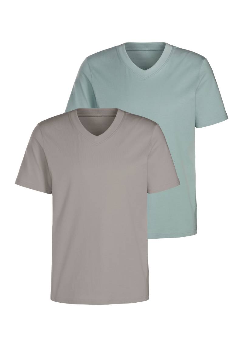 KangaROOS T-Shirt »Regular Fit,«, (2er-Pack), Freizeitshirt mit Kurzarm, V-Ausschnitt aus reine Baumwolle von Kangaroos