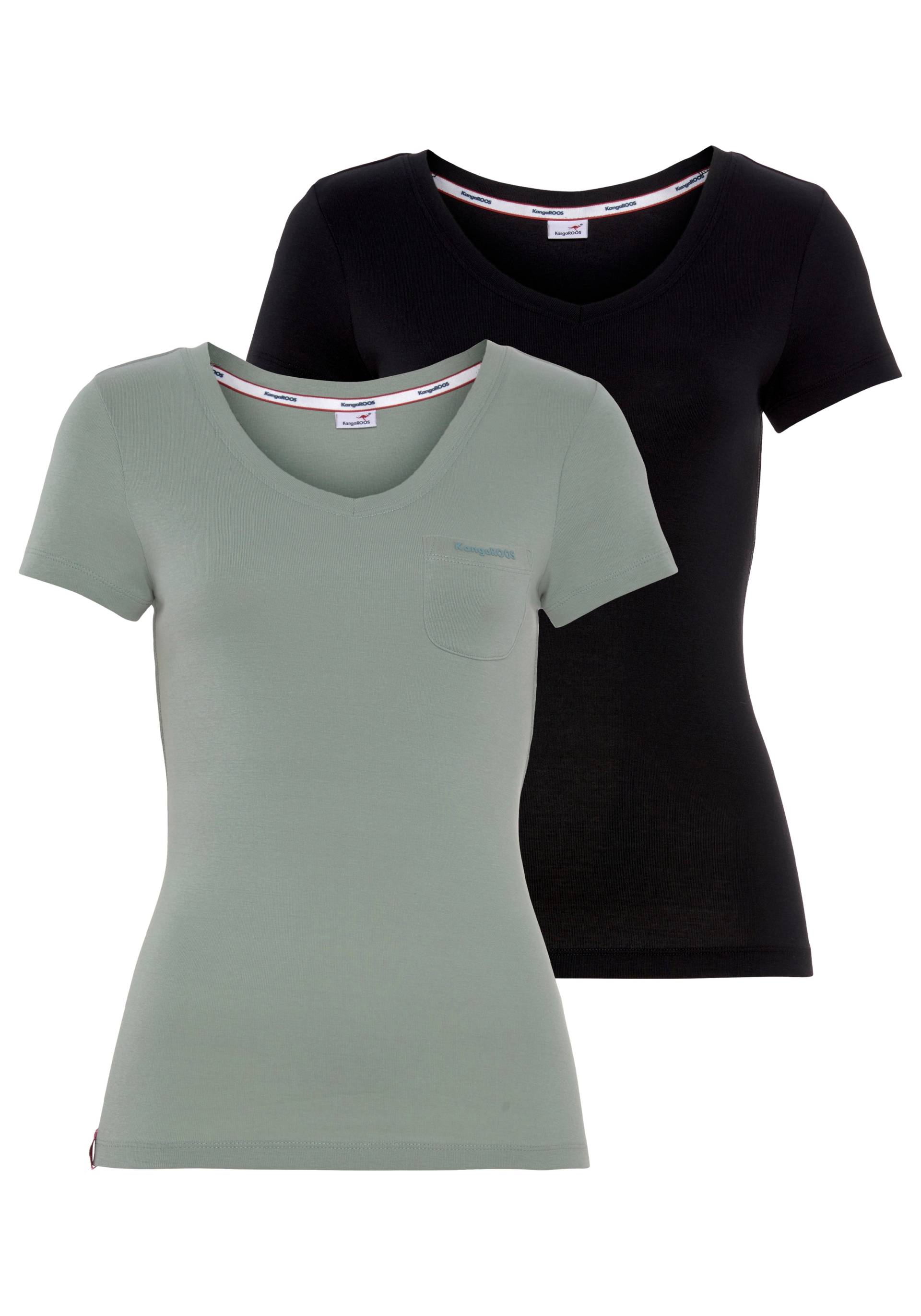 KangaROOS V-Shirt, (Spar-Set, 2er-Pack), Kurzarm, figurbetonter Schnitt, aus Baumwolle, im 2er-Pack von Kangaroos